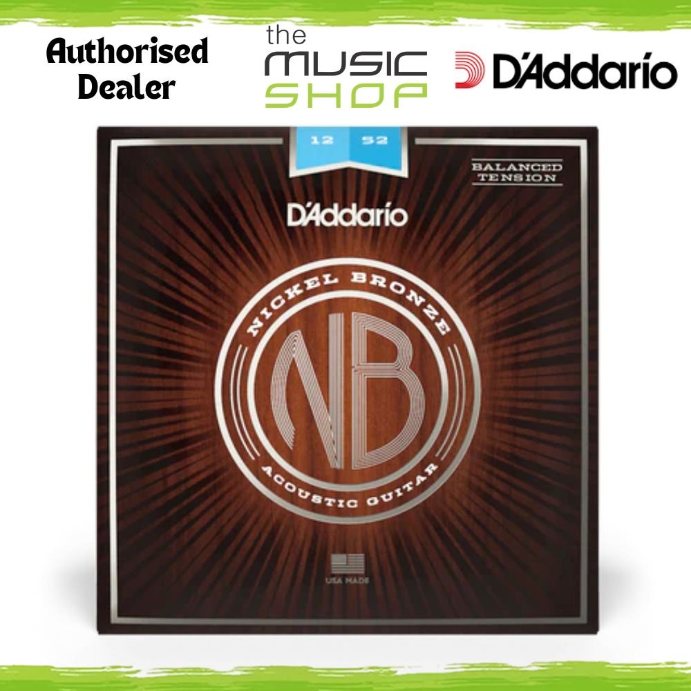 D'Addario Nickel Bronze 12-52 Balanced Tension Acoustic Guitar Strings- NB1252BT