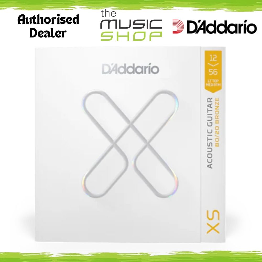 D'Addario XS 12-56 Lt Top/Md Btm Coated 80/20 Acoustic Guitar Strings- XSABR1256