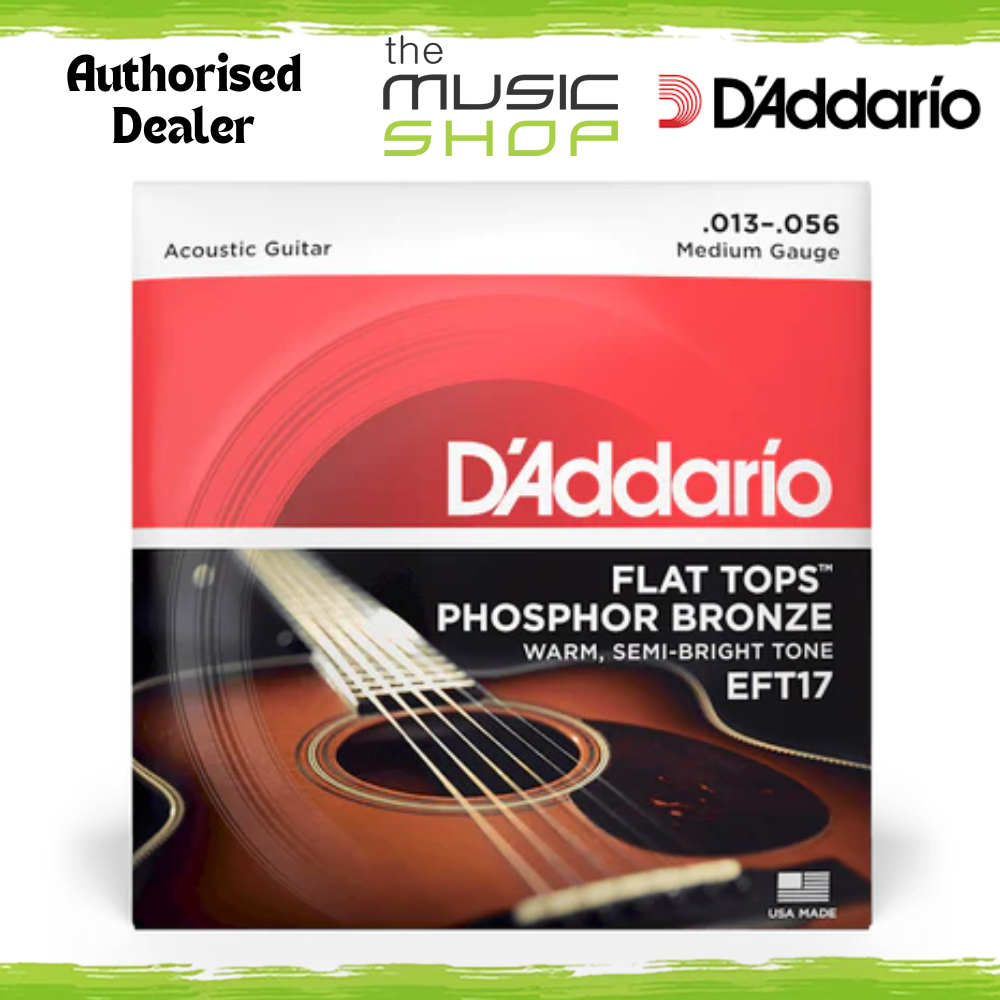 D'Addario EFT17 13-56 Medium Flat Tops Phosphor Bronze Acoustic Guitar Strings