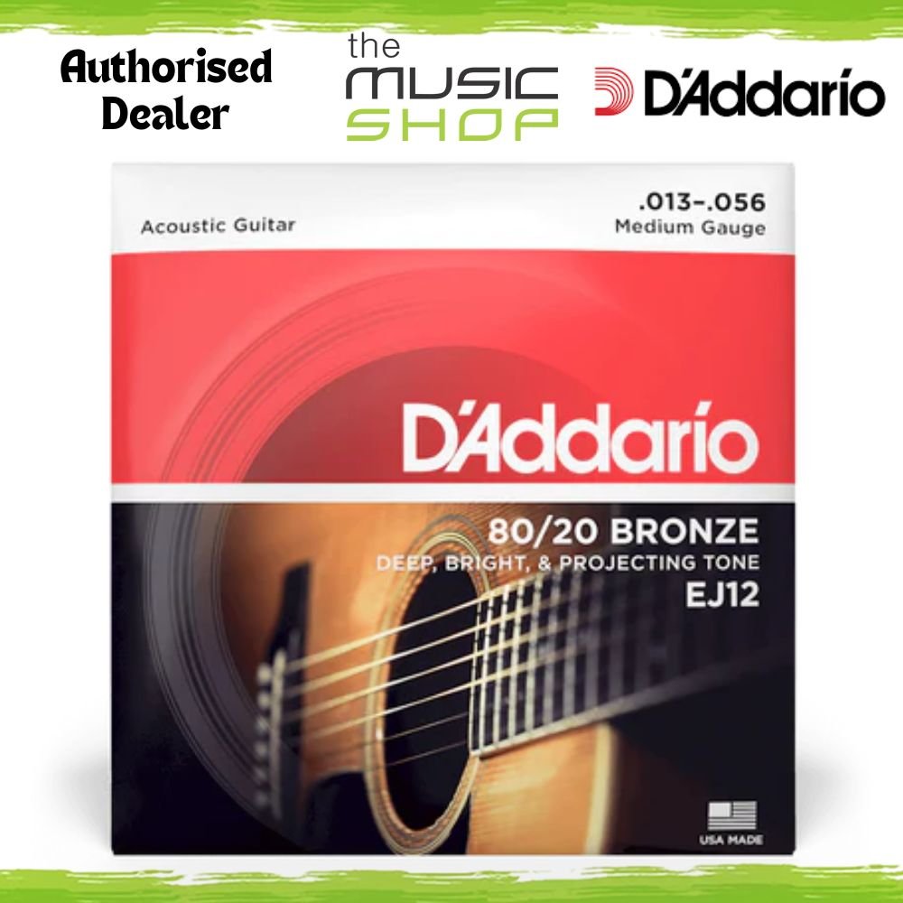 D'Addario EJ12 13-56 Medium 80/20 Bronze Acoustic Guitar Strings