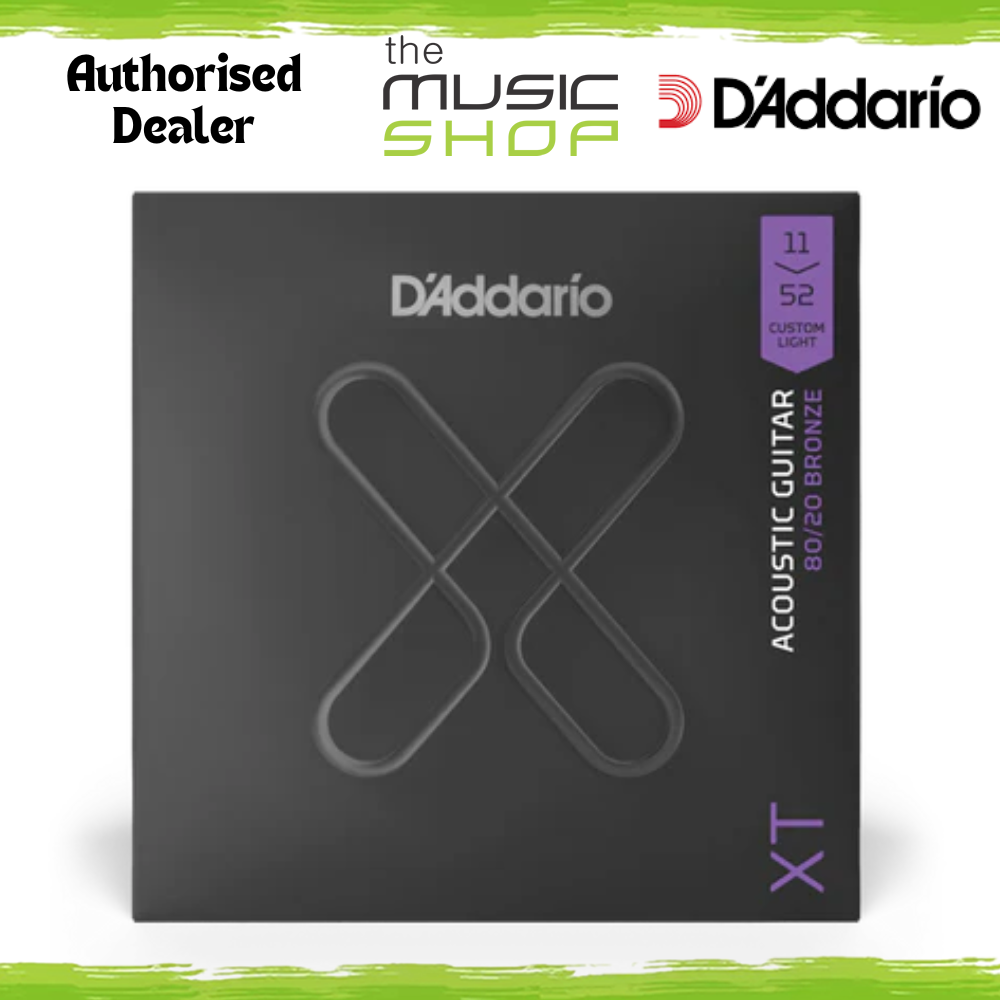 D'Addario XT 11-52 Custom Light Coated 80/20 Acoustic Guitar Strings - XTABR1152