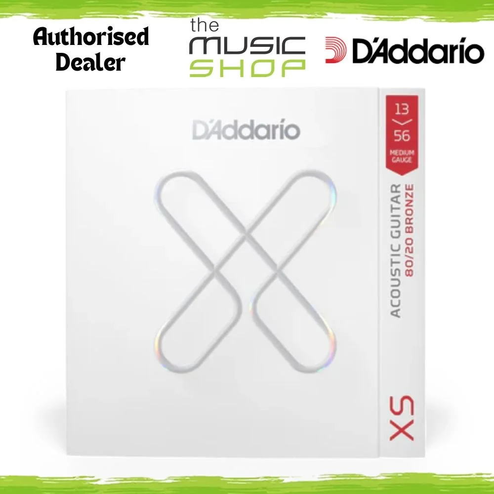 D'Addario XS 13-56 Medium Coated 80/20 Acoustic Guitar Strings - XSABR1356