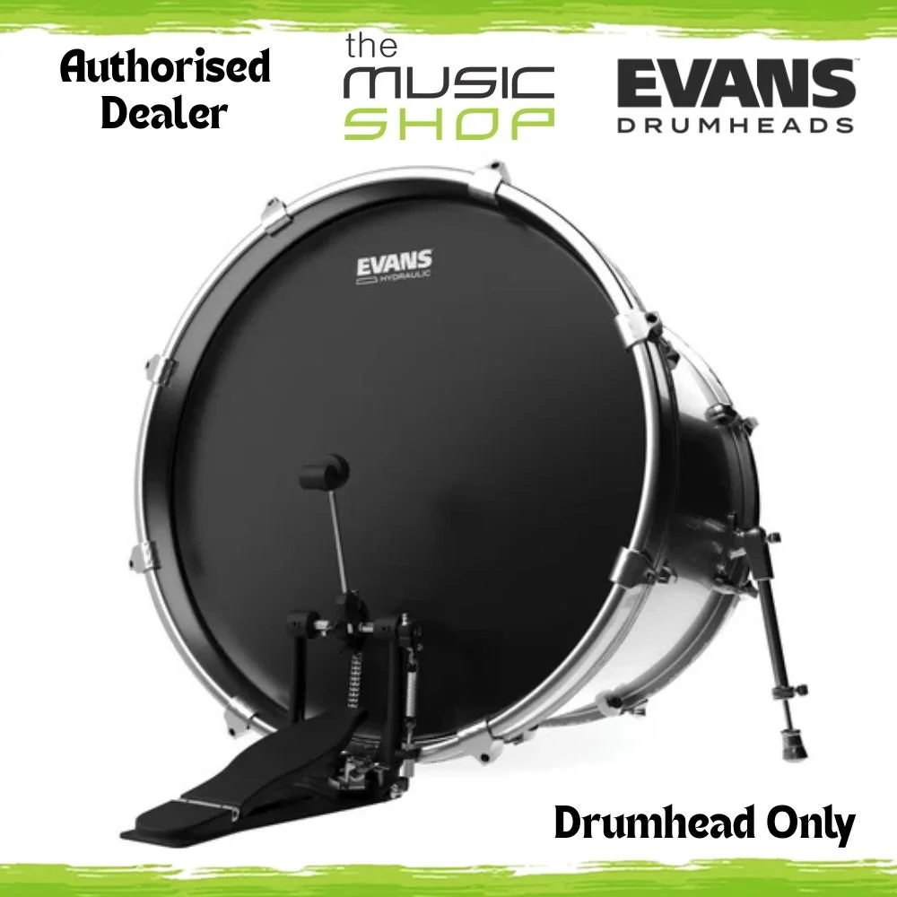 Evans 22" Hydraulic Black Bass Drumhead, 22 inch Bass Drum Batter Head - BD22HBG