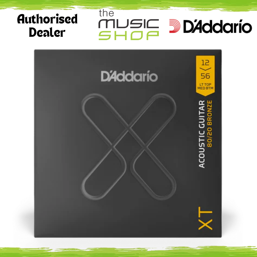 D'Addario XT 12-56 Lt Top/Hvy Btm Coated 80/20 Acoustic Guitar Strings XTABR1256