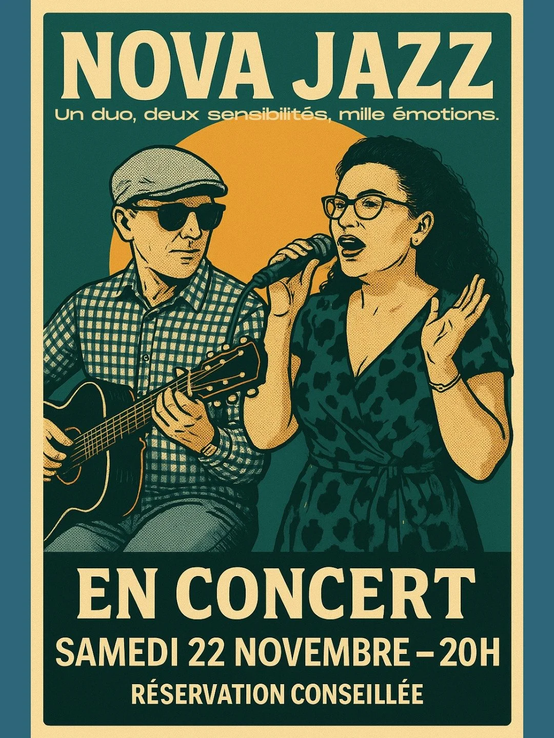 Quand le jazz rencontre la bossa et que la bossa r&eacute;pond&hellip;
Jo &amp; Virginia forment un duo tendre et vibrant, o&ugrave; la guitare et la voix s&rsquo;entrelacent avec &eacute;l&eacute;gance.
Un concert intime, chaleureux et plein de douc