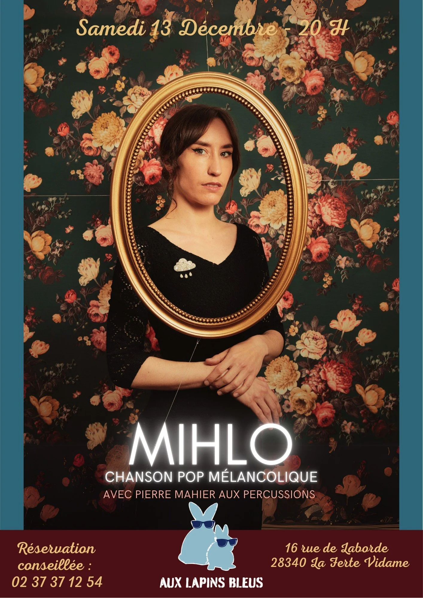MIHLO
Samedi 20 d&eacute;cembre &ndash; Concert de @mihlomusic  aux Lapins Bleus 
Mihlo, autrice-compositrice-interpr&egrave;te et multi-instrumentiste, est une artiste &eacute;mergente de la sc&egrave;ne francophone.

Son univers : un folk moderne e