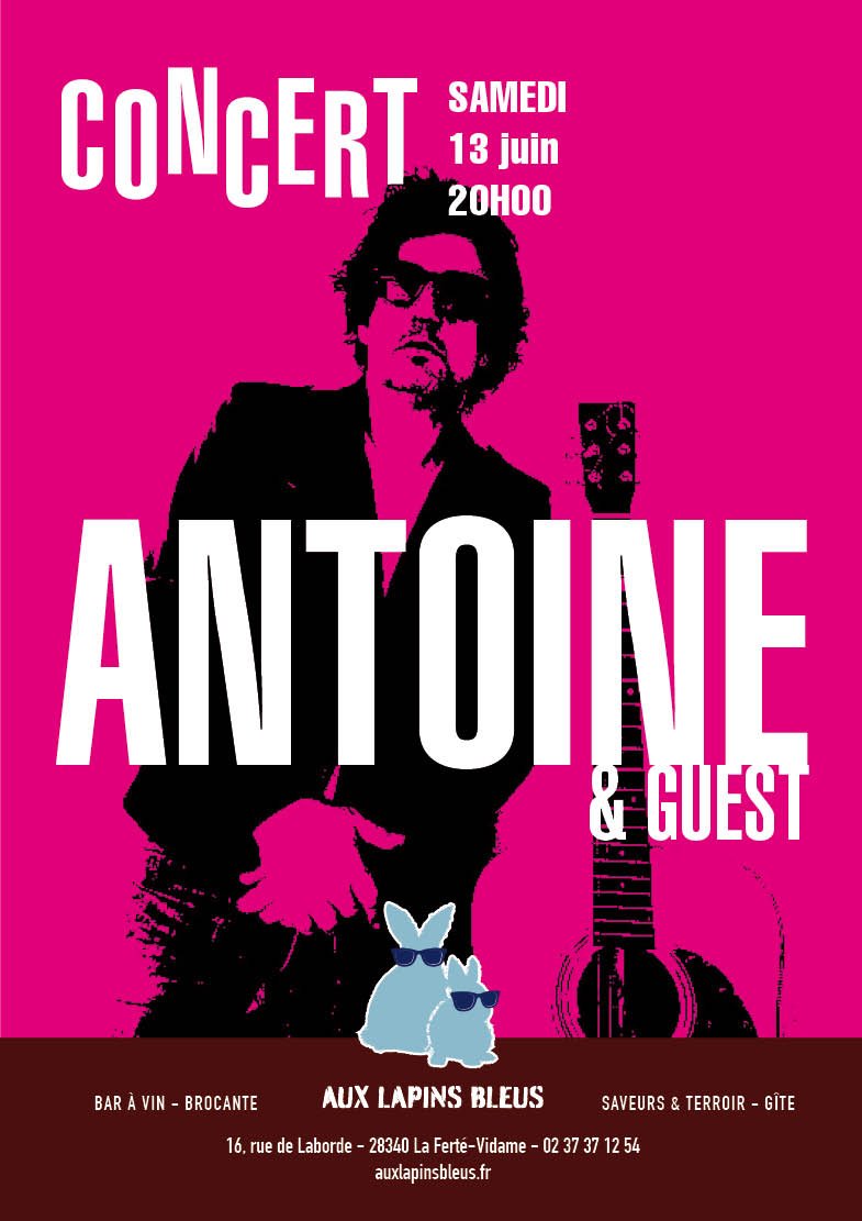🎸 Ce samedi, les Lapins vibrent.
Antoine Nioi revient jouer ici &mdash; guitare, voix, reprises rock. Et cette fois, il n'est pas seul : St&eacute;phane, le patron de la maison, monte sur sc&egrave;ne pour la toute premi&egrave;re fois. Son premier 