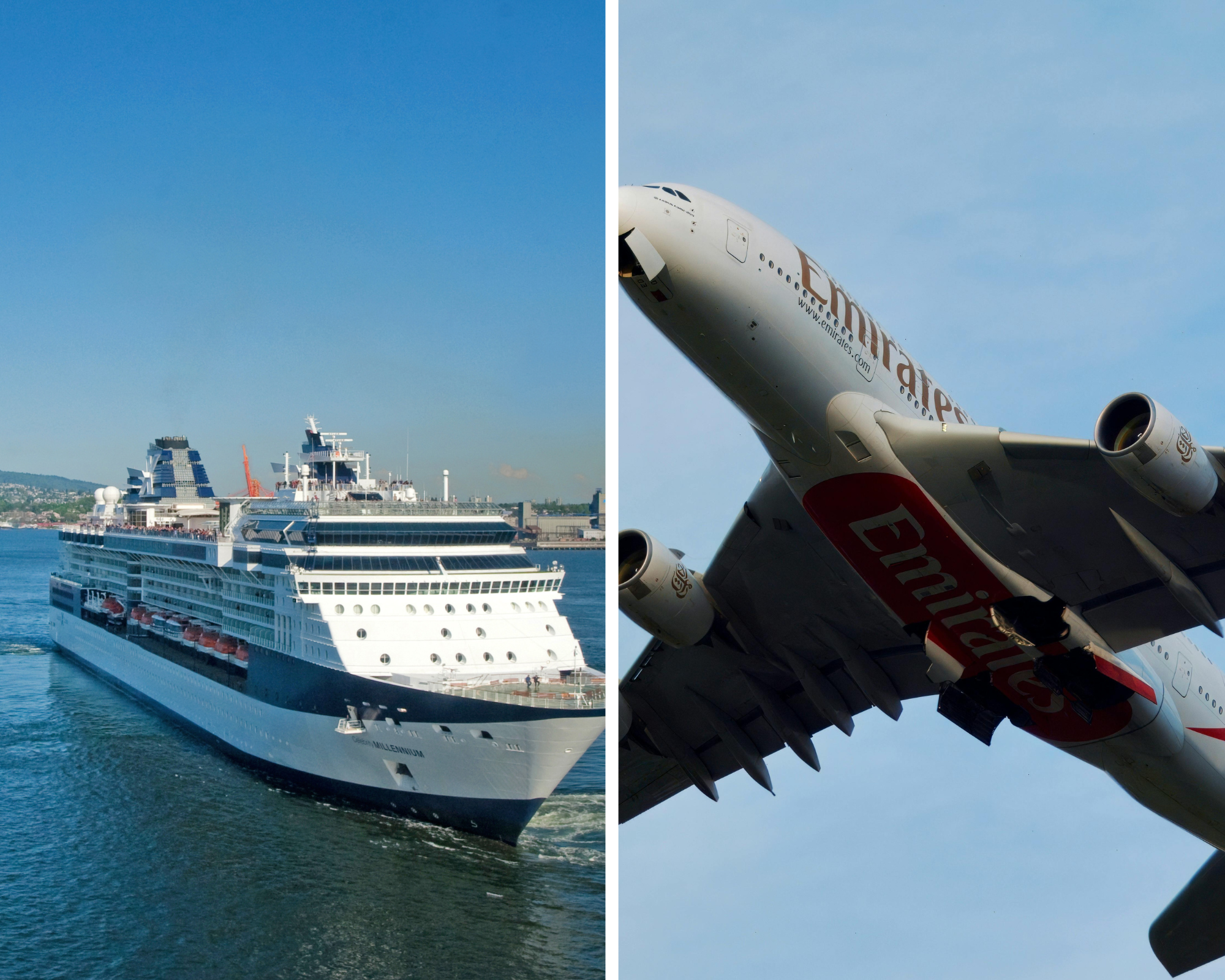 Emirates airline aircraft in flight, indicating strategic partner alignment