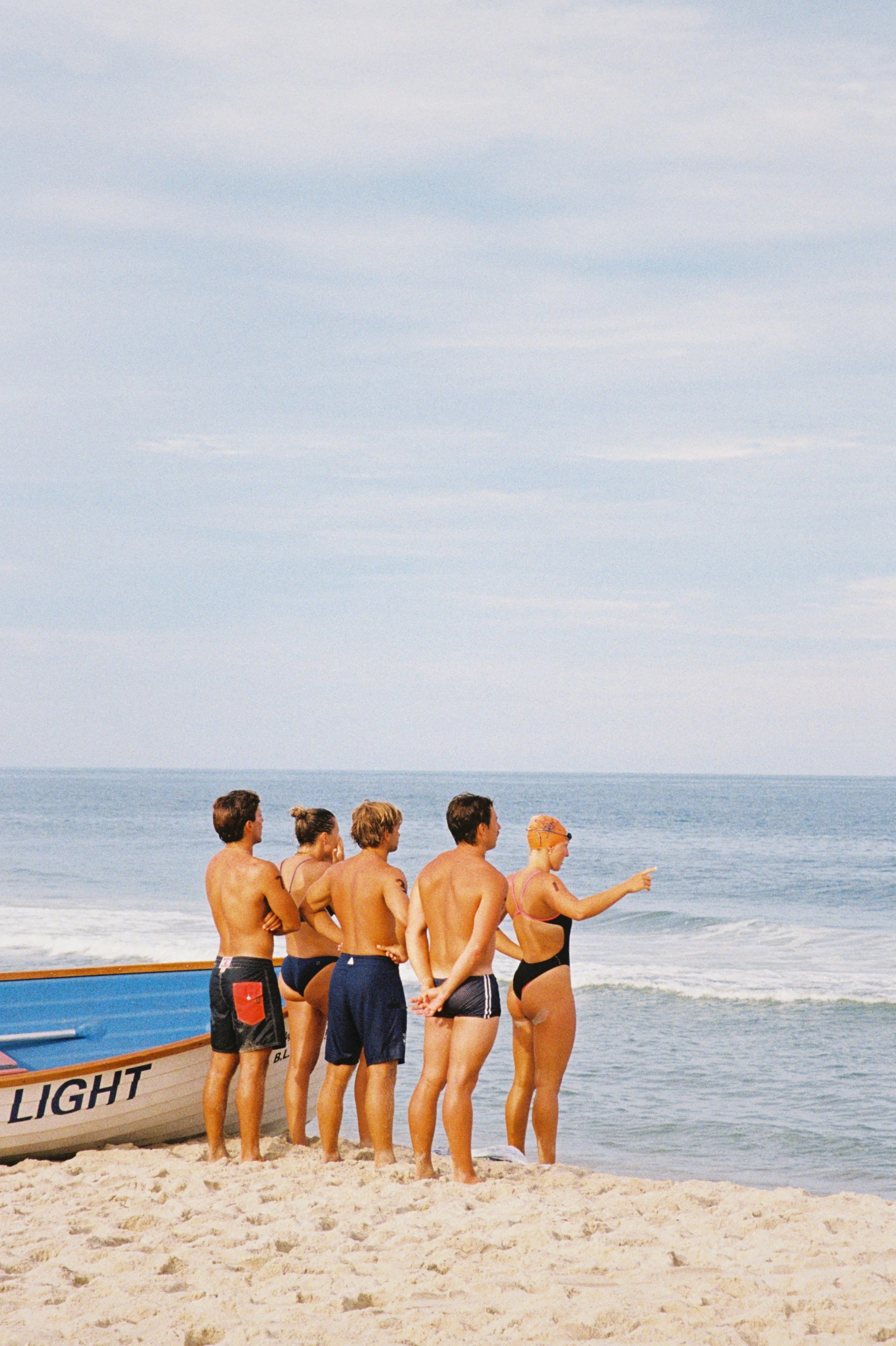 The Barnegat Light team during the 2024 lifeguard competition in Harvey Cedars, New Jersey off of 77th street.