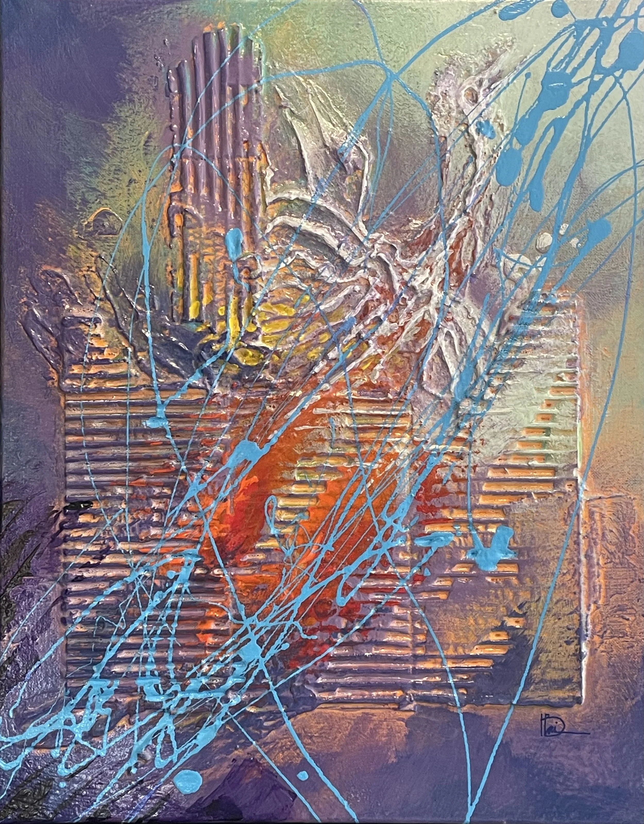 2602-04 Expecting to Fly  
16" x 20" Acrylic and Cardboard Collage on Canvas  
Framed On Exhibit