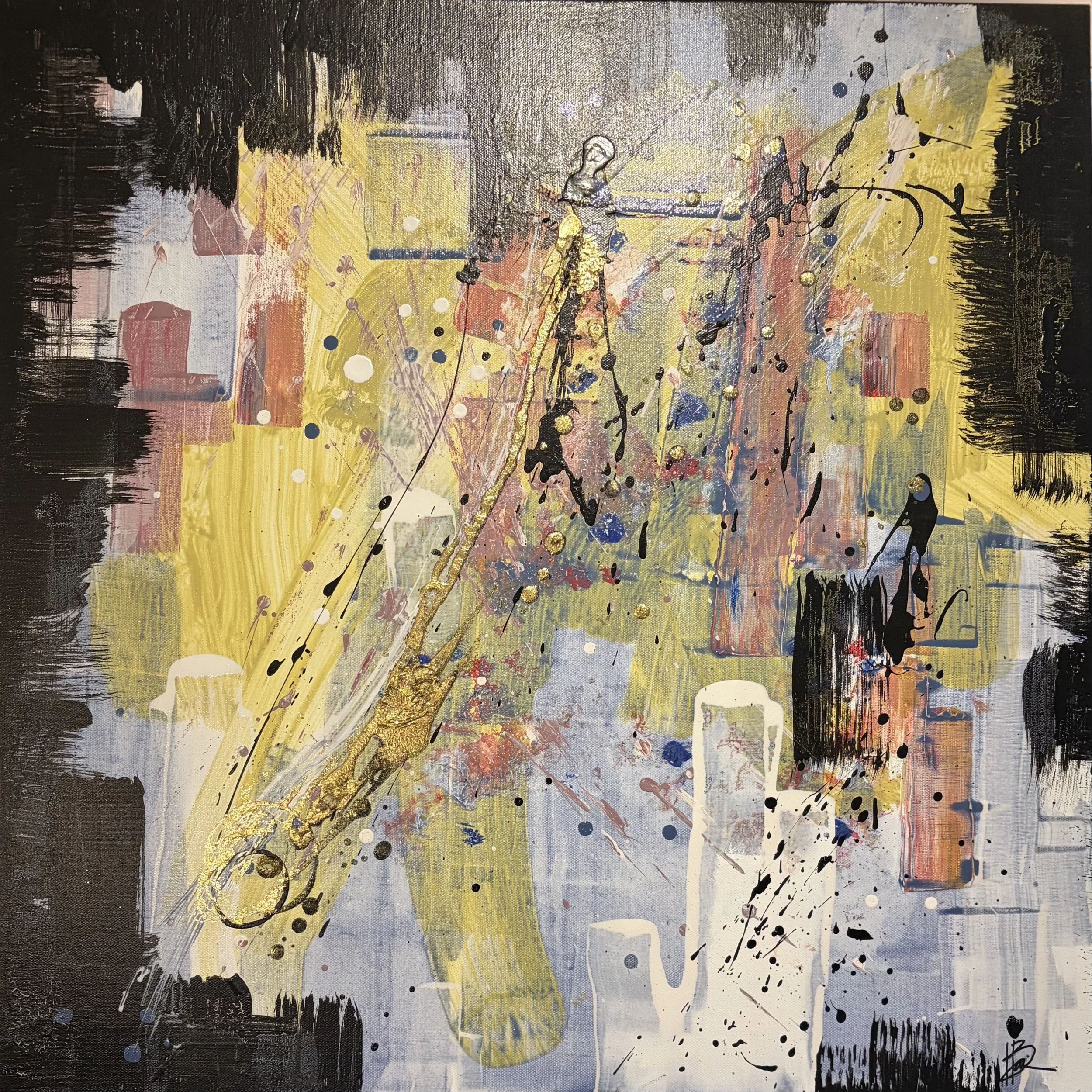 2610-02 Three Faeries  
24" x 24" Acrylic and Gold Foil on Canvas
