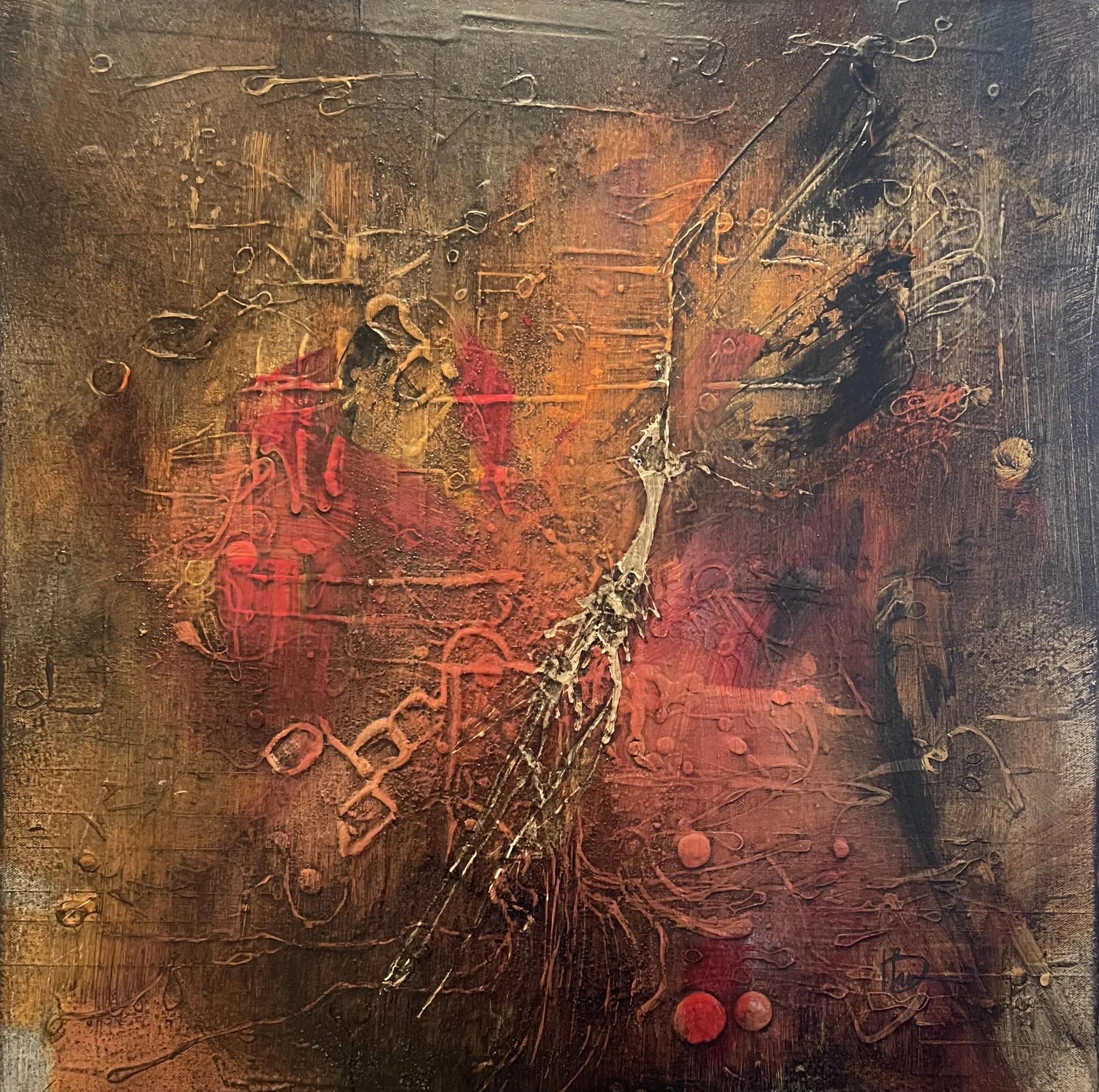 2602-03 The Scorpion's Tale (and Other 
                  Exciting Adventures)  
24" x 24" Acrylic on Canvas  
On Exhibit