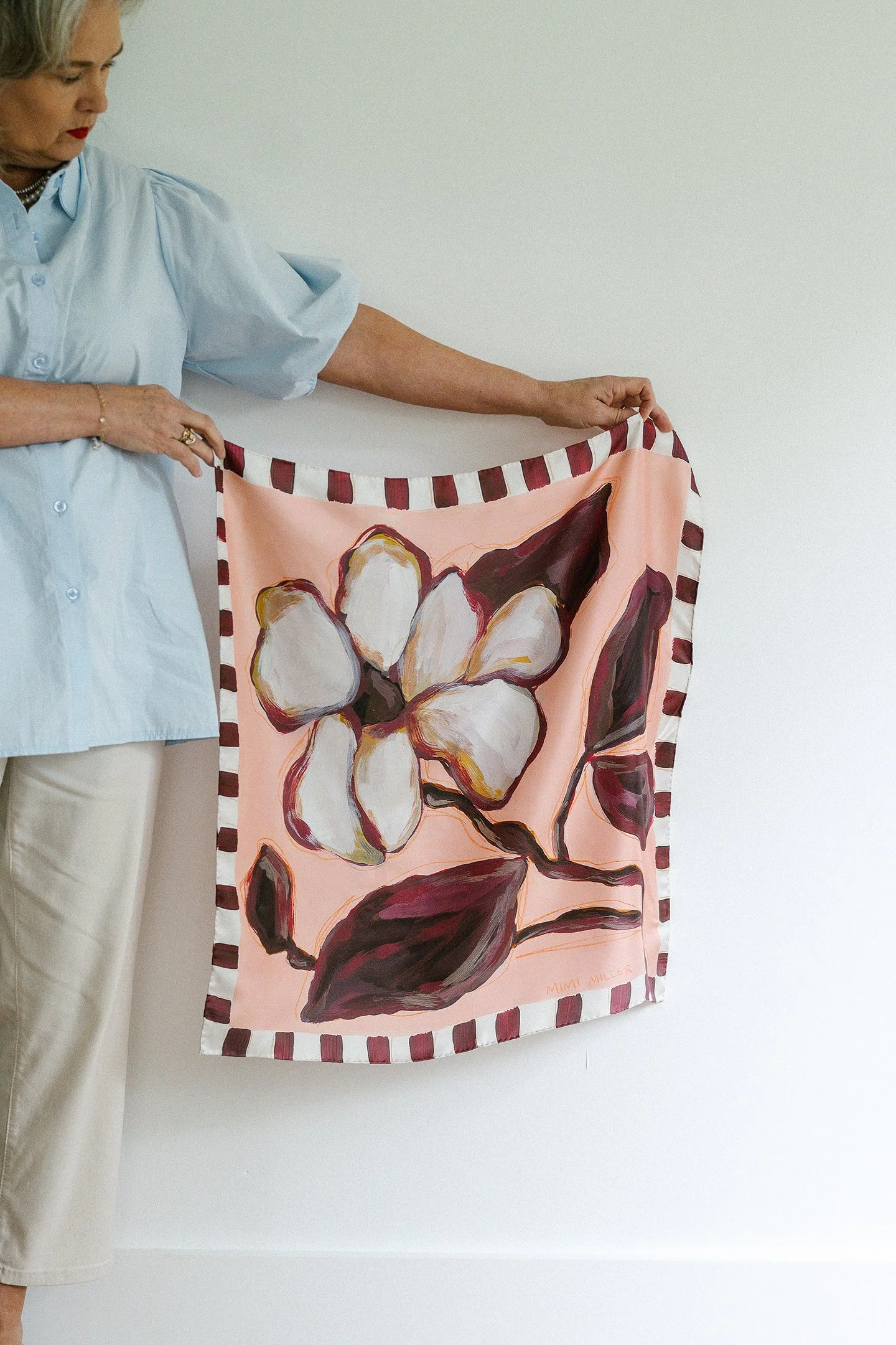 Maroon Magnolia Silk Scarf