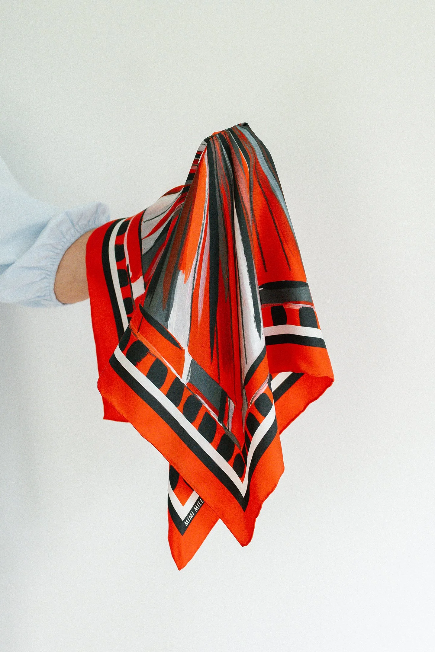 Red and Black Burst Silk Scarf