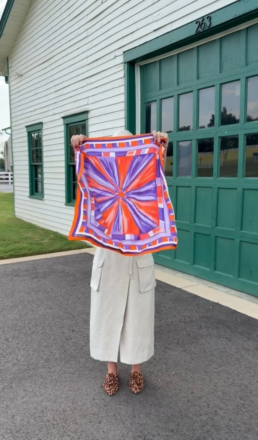 Orange and Purple Burst Silk Scarf
