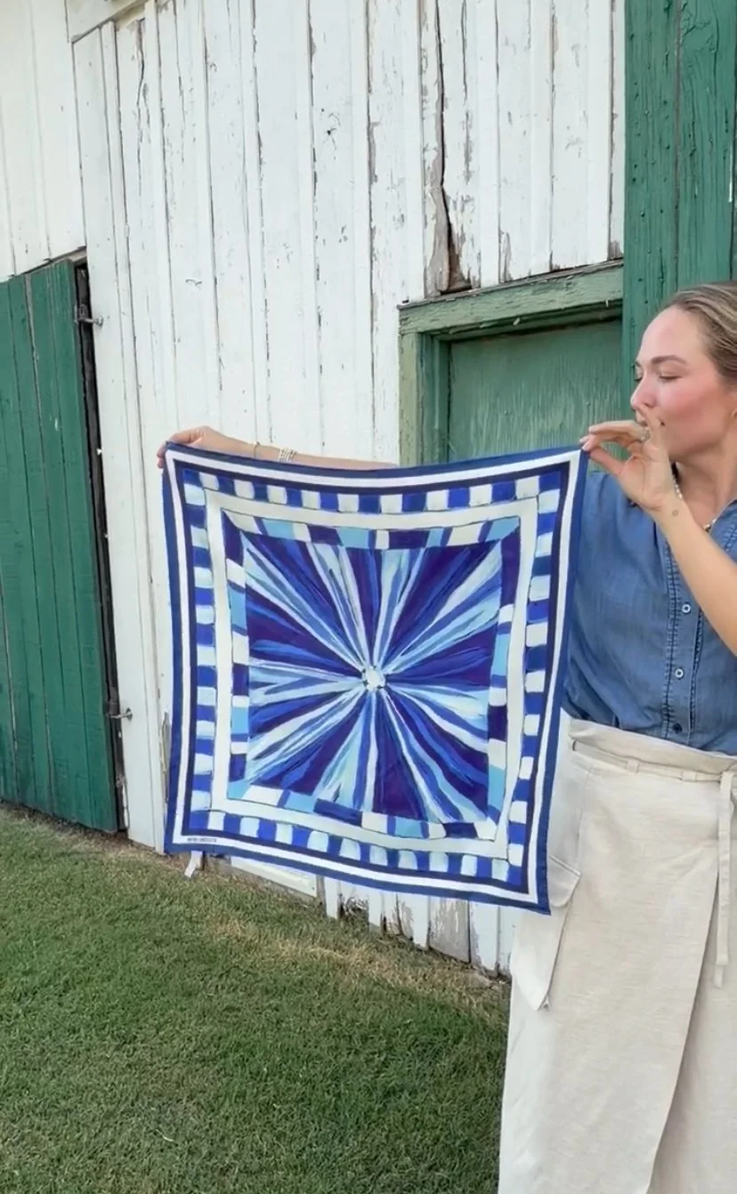 Blue and White Burst Silk Scarf