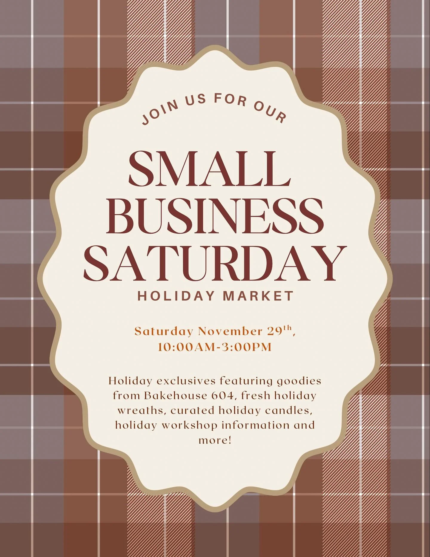 Want a fun new way to celebrate the holiday season? 🎄Join us at Bouquet of Granger on Small Business Saturday (11/29) for our Holiday Market! We will be open from 9AM-3PM with exclusive holiday arrangements, gifts, and local favorites from amazing p