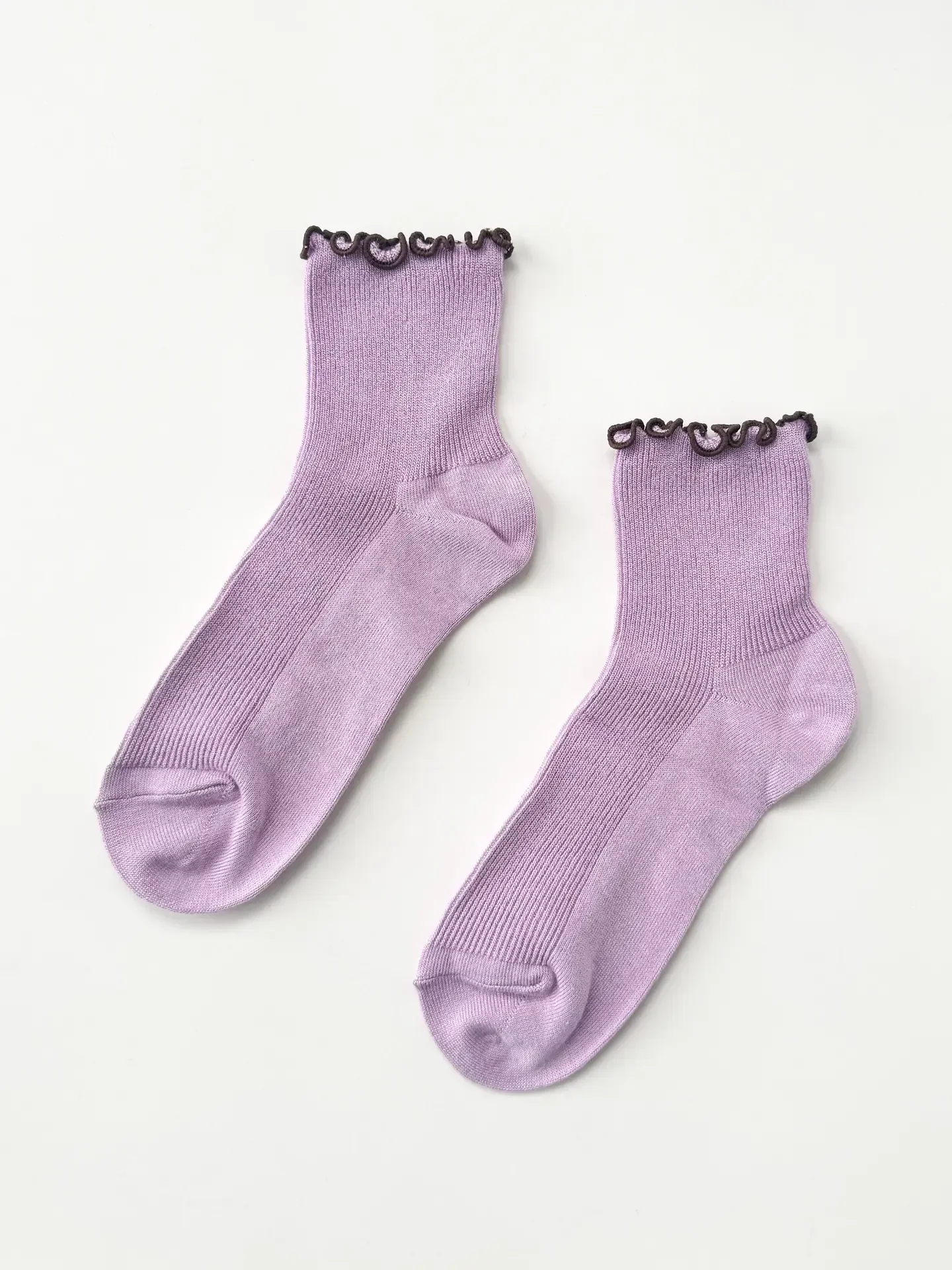 Lilac Brown Petite Ruffle Socks.webp