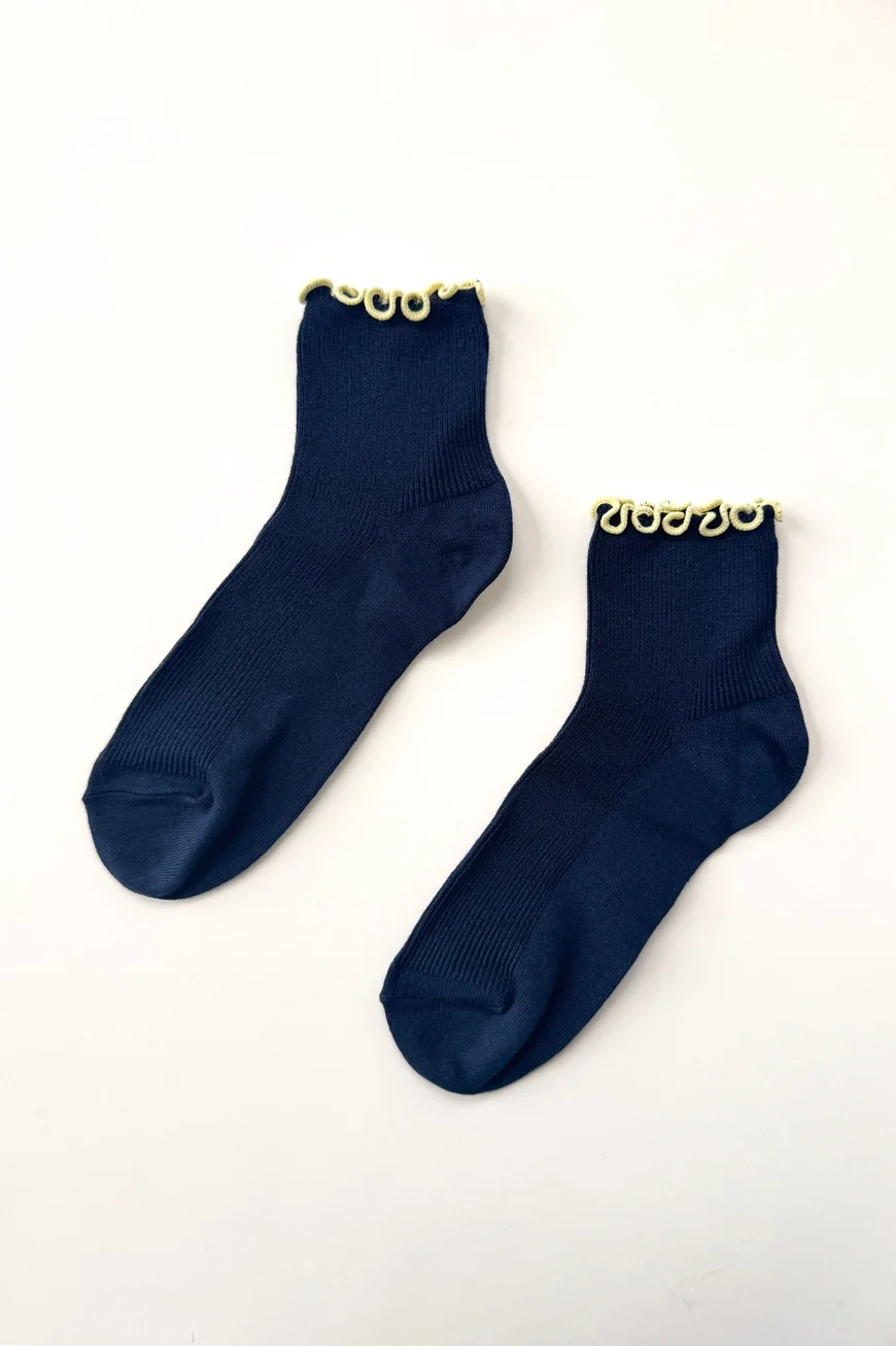 Navy Butter Petite Ruffle Socks.webp