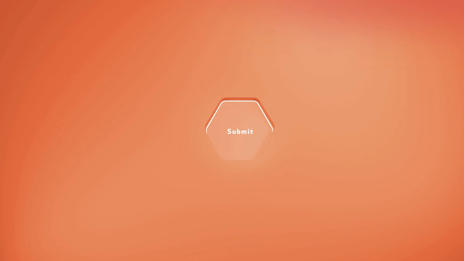 A digital interface with an orange gradient background featuring a white hexagon button labeled "Submit" in the center.