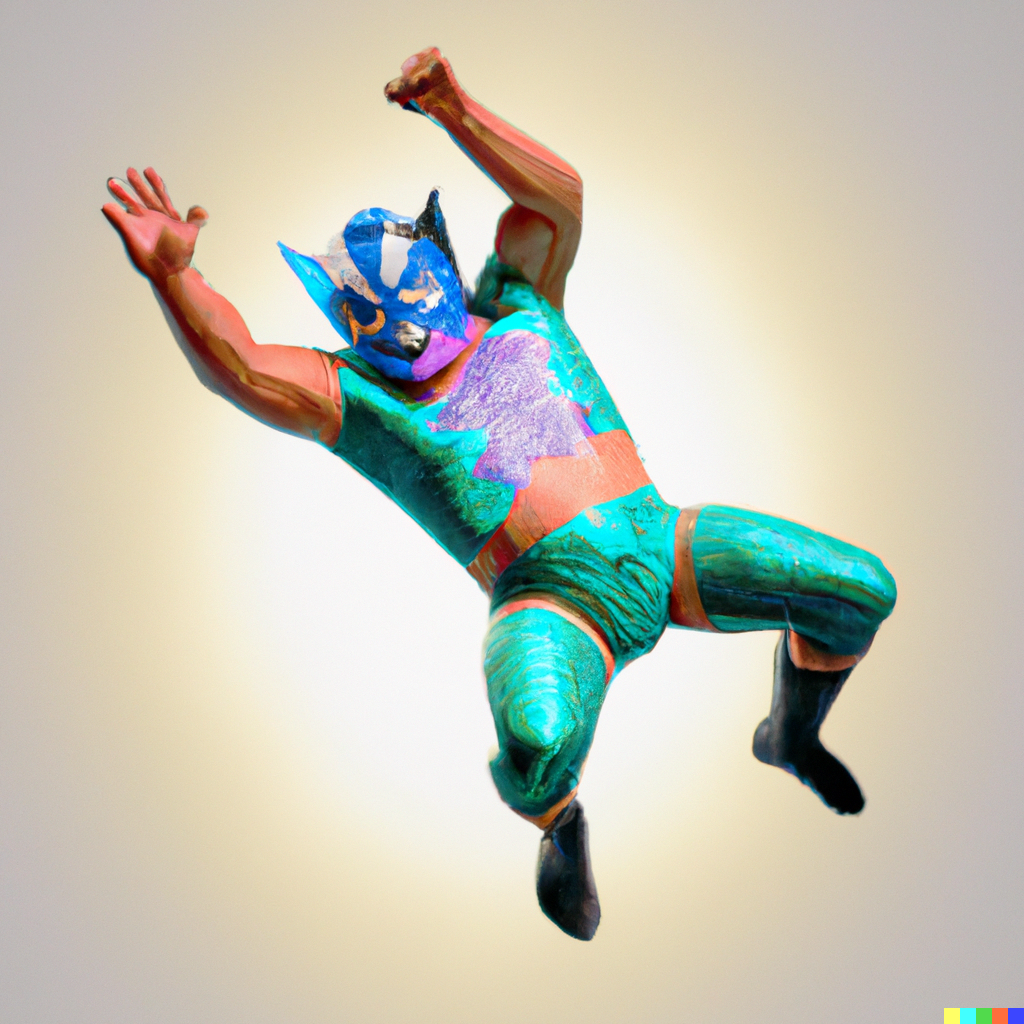 DALL·E 2022-10-30 22.13.01 - luchador getting tossed in the air hyper realistic.png
