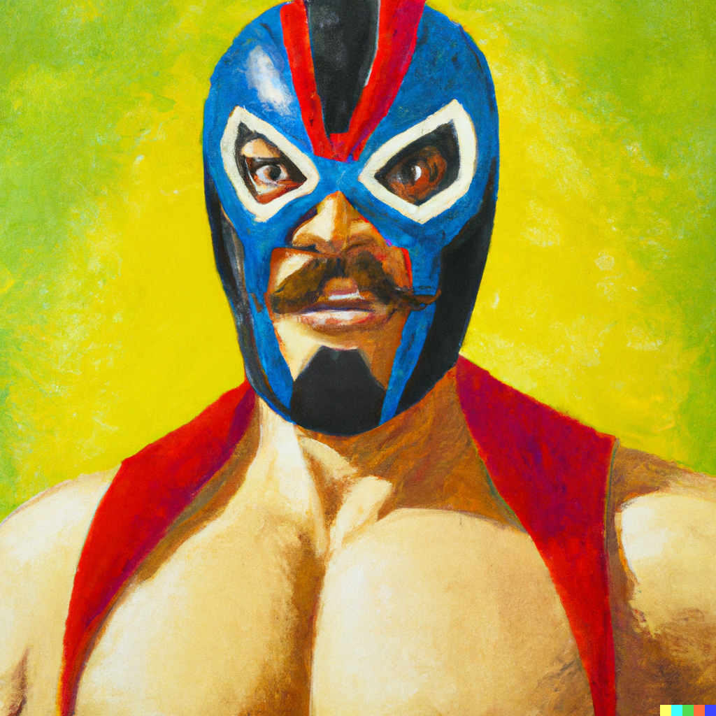 DALL·E 2022-10-30 22.20.21 - realistic oil painting of a luchador.png
