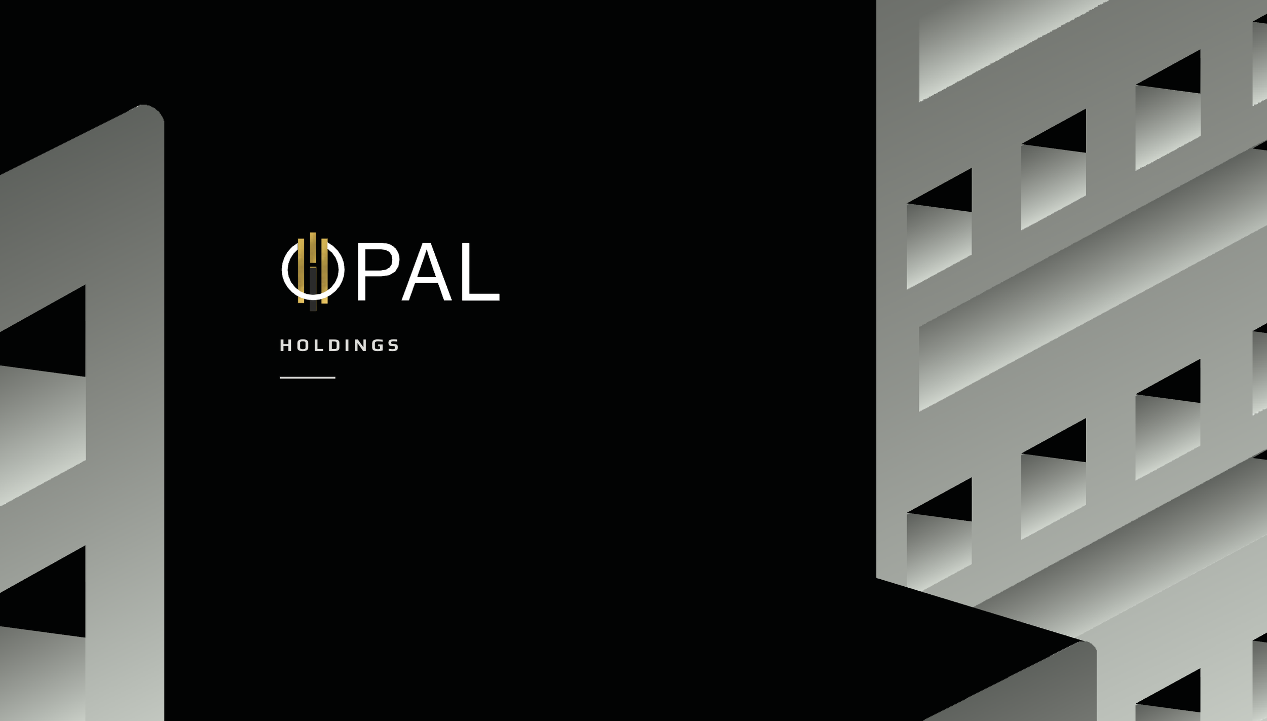 Logo of Opal Holdings with a black background, featuring the company's stylized gold and white emblem and name.