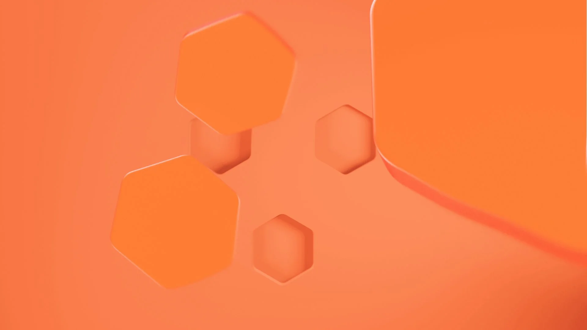 Abstract digital graphic with orange hexagon shapes on an orange background.