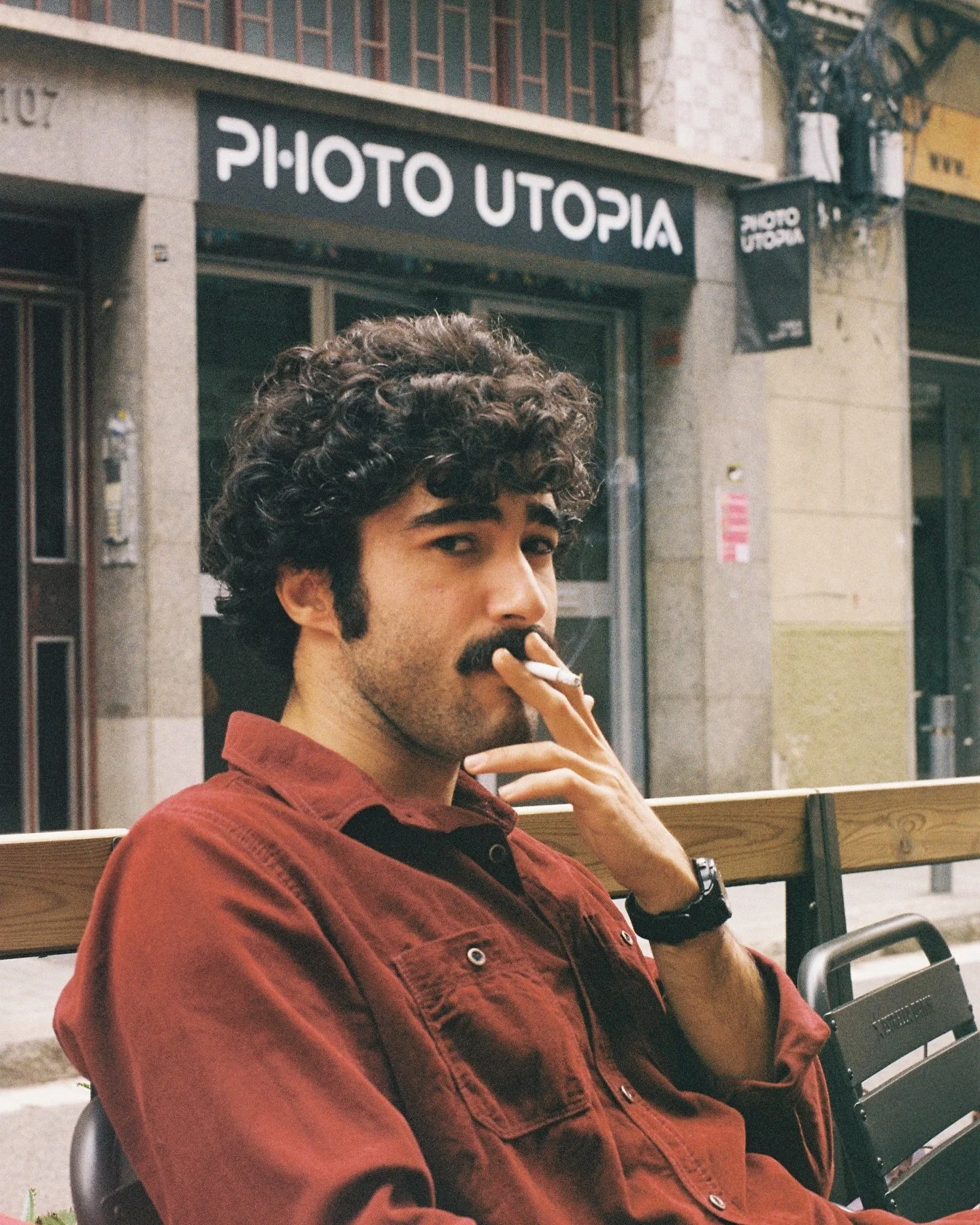 This is the only photo of me taken on film by someone other than myself. Maybe that&rsquo;s why I grew the mustache back, a way to reconnect with the version of myself seen from the outside, not the one I always capture on my own.

Thank you @af.saul