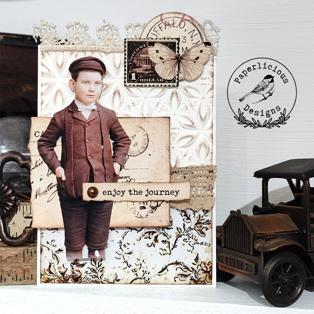 Hello art friends.  Happy Friday!  I'm headed to Dallas today on a little journey of my own so thought I would share this 3x4 Art Card (for Tim Holtz File Card Holder) with you.  I created this one for the May Site Challenge over at CreatingTheCrafty