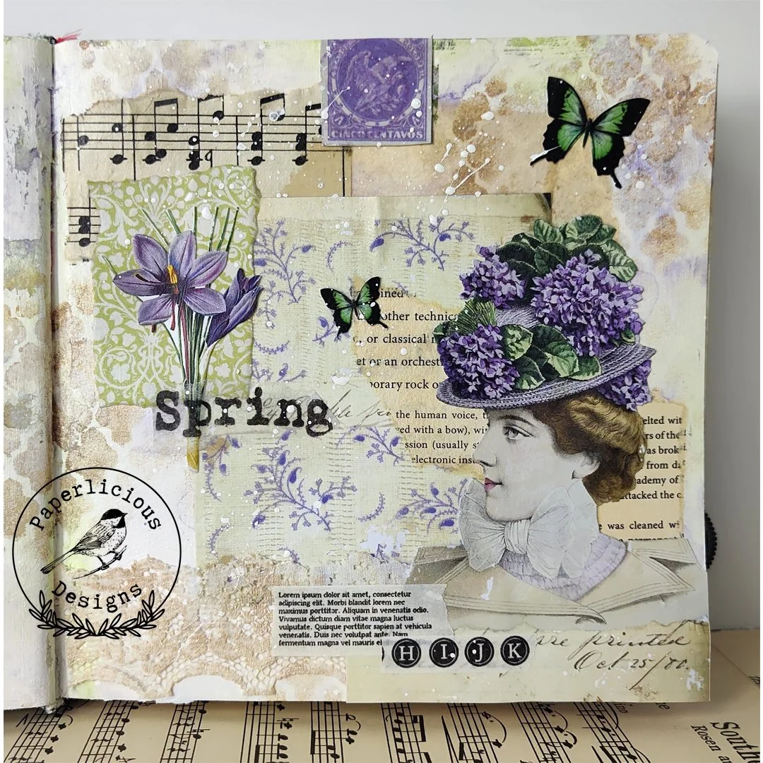 5.5" x 5.5" Mixed Media Art Journaling!  Created for the April Art Journal Challenge over at CreatingTheCraftyLife.com.  I'm always inspired by the monthly challenges over there.  Hope to see you there.  Melisa
Coming soon Collage Sheets si
