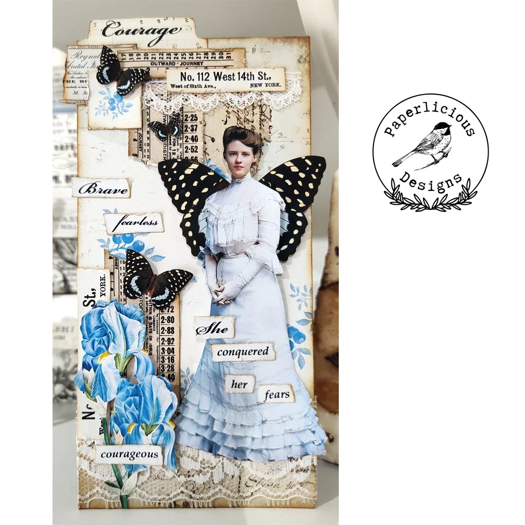 Happy Sunday art friends!  Hope you are having a lovely weekend. I'm sharing a #8 Art Tag today using images from a collage sheet designed with everything you need to create this beautiful tag!  Fussy cutting required.  Watch for updates when this wi