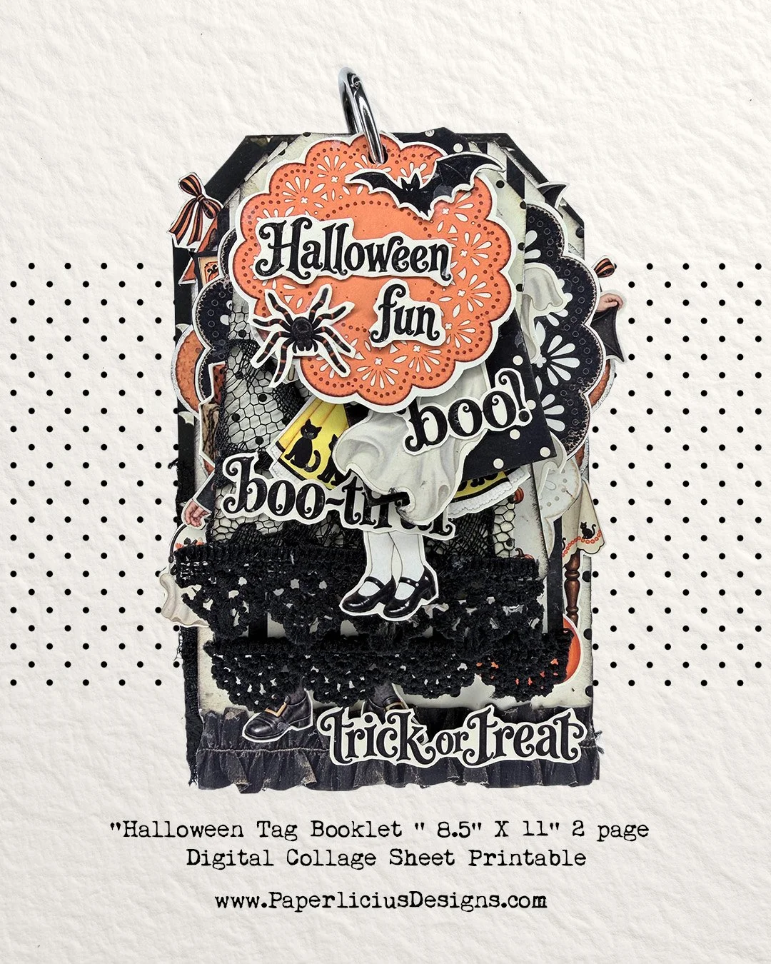 I'm working with my "Halloween Tag Booklet" and "Halloween Frolic" Collage Sheet Sets today!! It's looking so cute and I"m not really adding a lot of additional embellishments, so I can only image what it would look like full