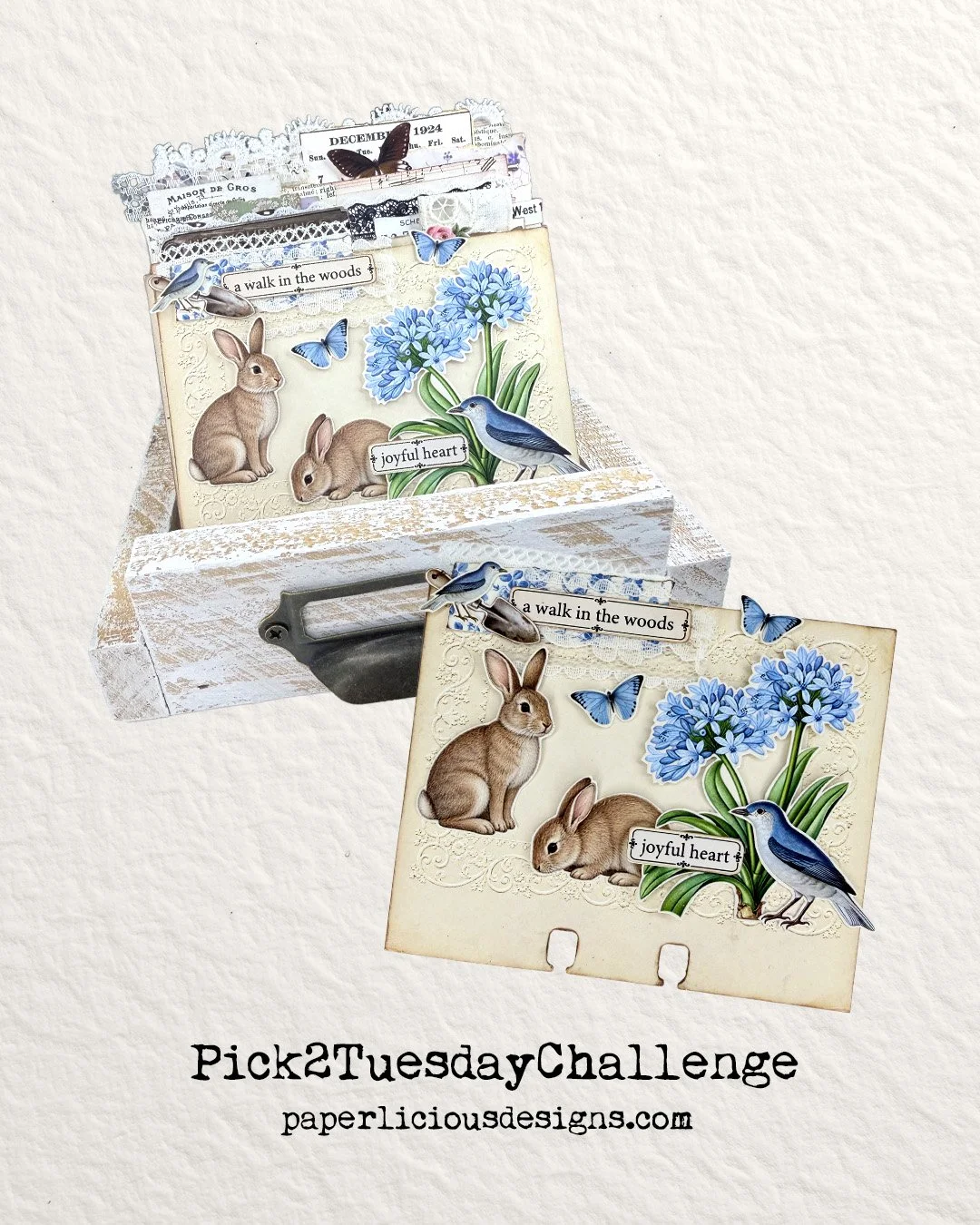 Just making the deadline 😬Last weeks Pick2Tuesday challenge prompts were : A walk in the woods, layers, word collage, paper clip. Pick 2 and create!! New Challenge goes up tomorrow @paperliciouspick2tuesday 

Want to share my ArtDex holder this week