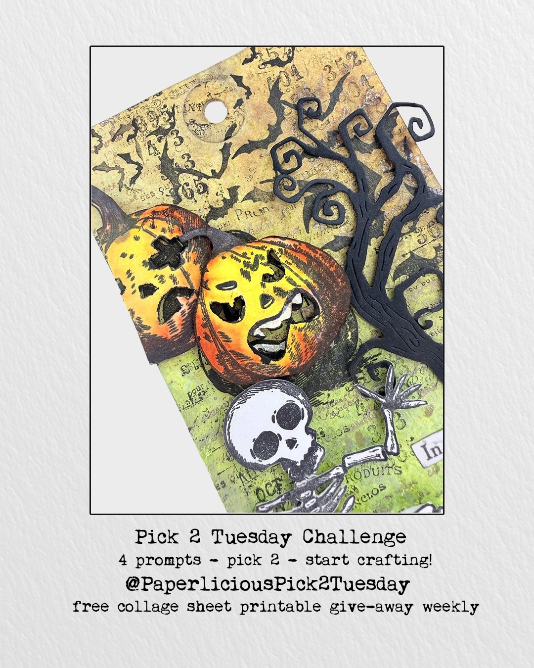Fun spooky tag was created using images from @Tim_Holtz -@stampersanonymous stamps! Lots of fun with watercolors on this one. 4 prompts, pick 2, start crafting. Hope you are inspired! 
Also including this one in @craftycat72 challenge to create 30 fa