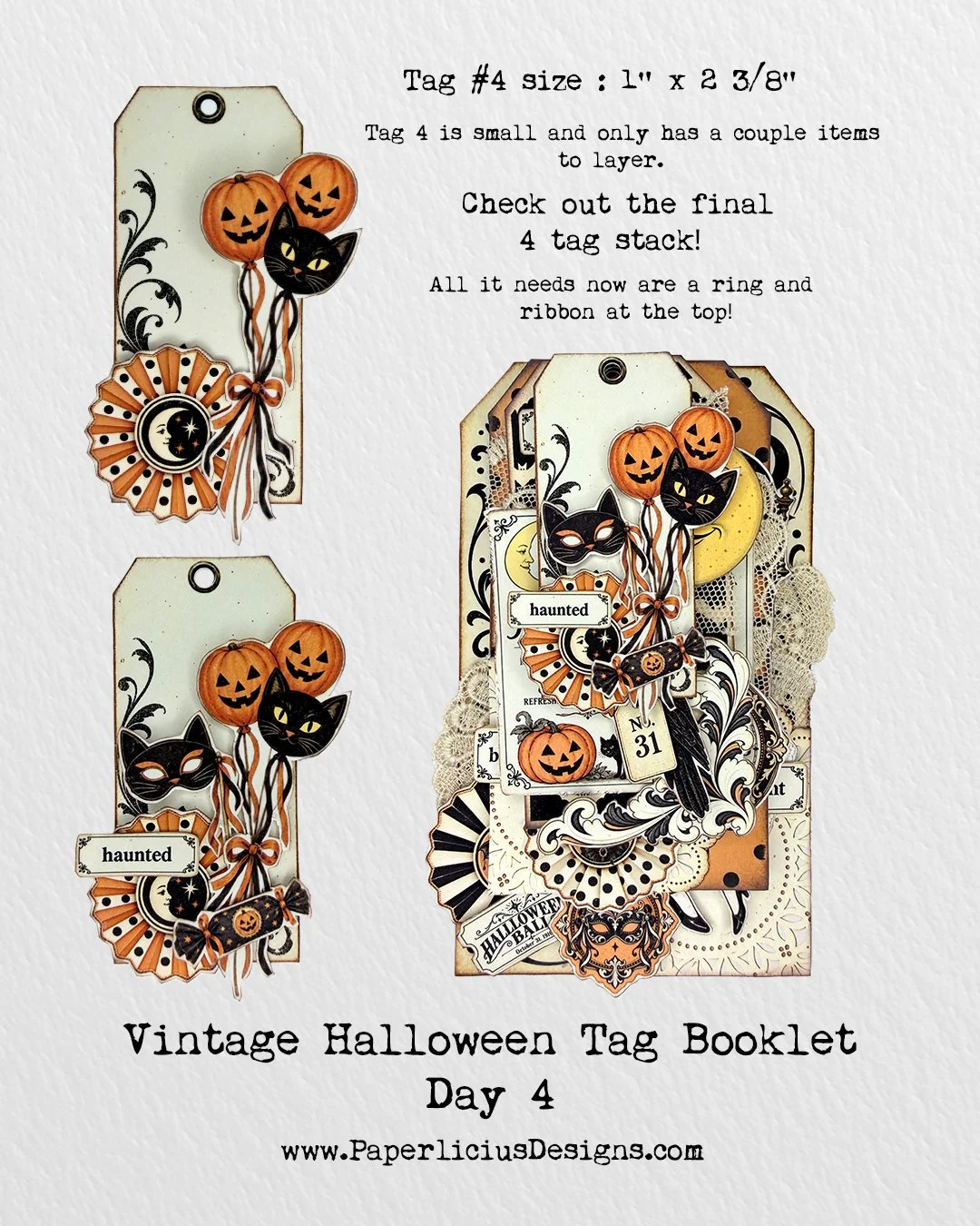 Day 4/4 of our Vintage Halloween Tag Booklet tutorial! Oh my sweet tag stack!! Look at all those pieces saying peek-a-boo. Looks way cooler in person! Hope you enjoyed the tutorial. I think it was great for beginners. 

#artfulautumn 11/31 - Create 3