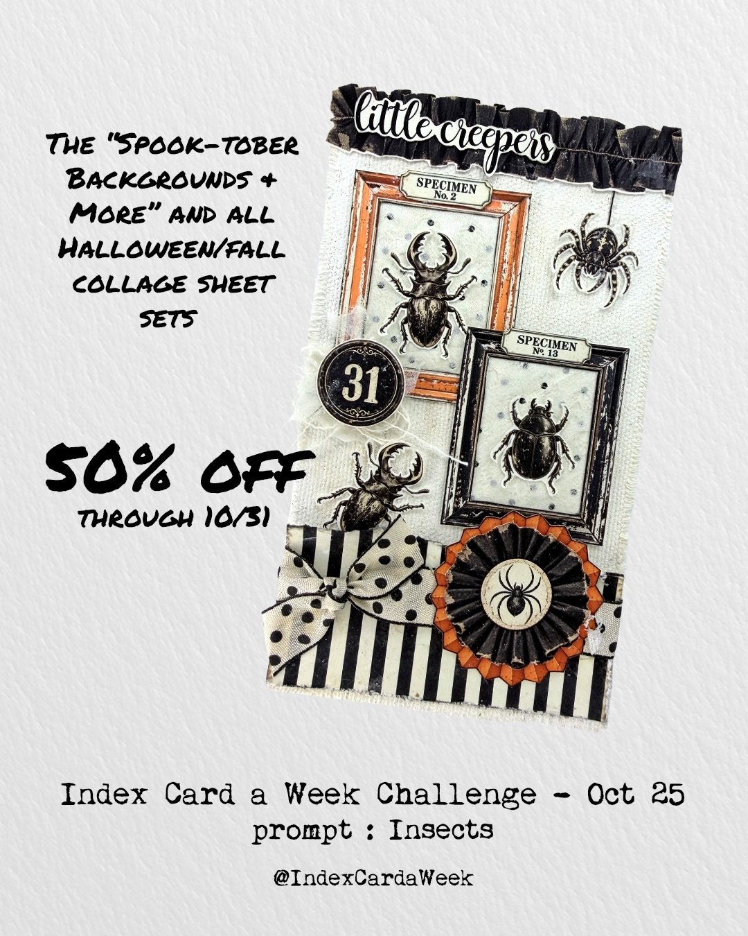 What a fun theme!! I love the texture on this one with the tissue paper masking the polka dot paper in the frames and the canvas background. 

I have featured the "Spook-tober Backgrounds &amp; More" collage sheet set the last 4 weeks with 