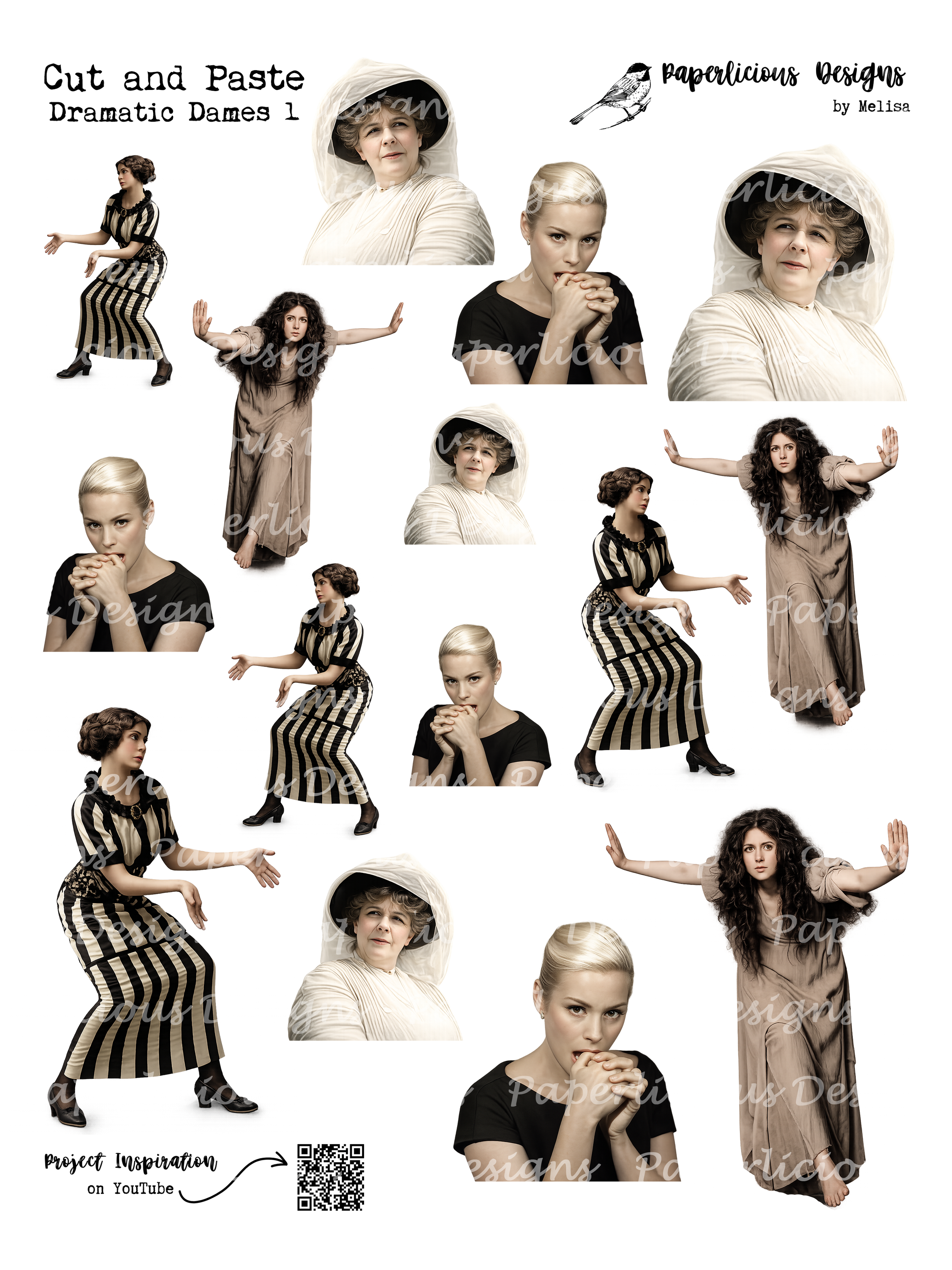 Dramatic Dames  - Color - Digital Printable