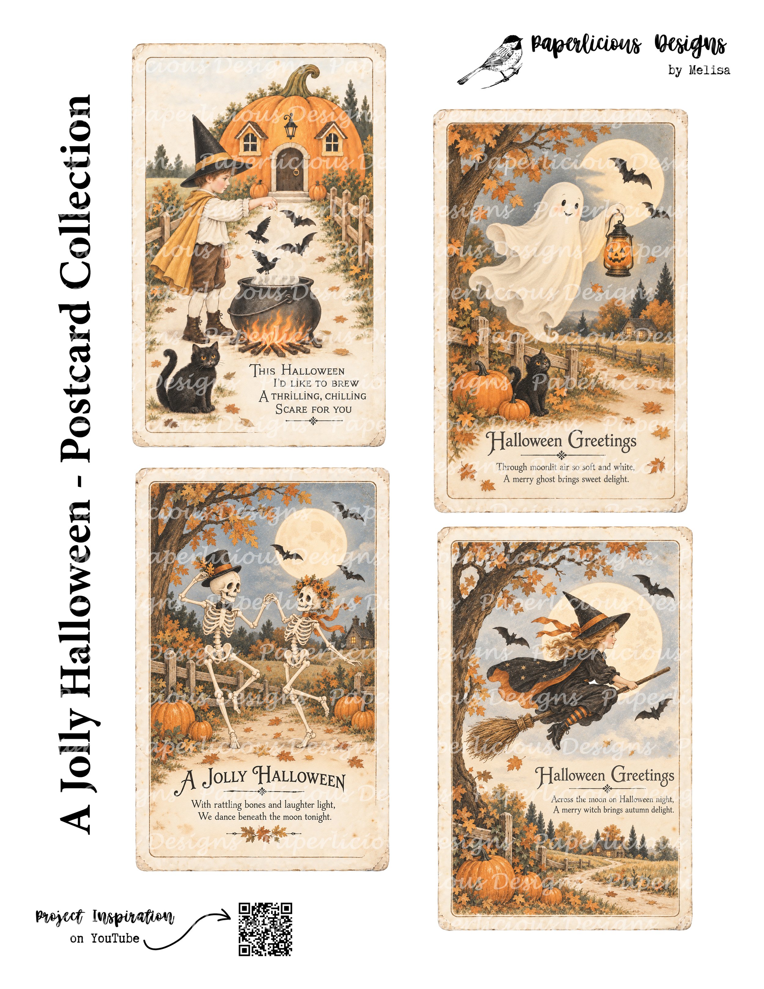 A Jolly Halloween Digital Collage Sheet Printable - 1 page