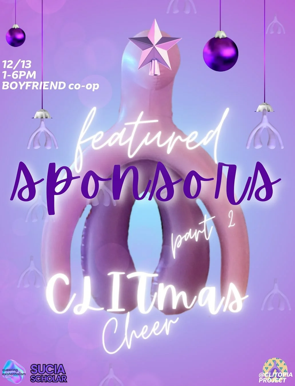 We are excited to announce our second round of sponsors/supporting orgs for CL!Tmas Cheer! 🌟🎄✨ an event dedicated to celebration, education, creativity and connection centering the CL!T✨we will also be collecting food bank donations for raffle tick