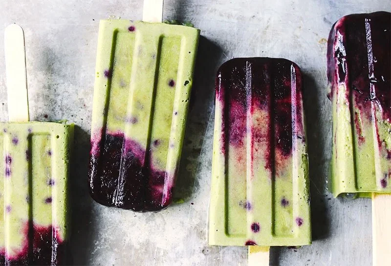 Recipe: Roasted Blueberry &amp; Matcha Coconut Popsicles