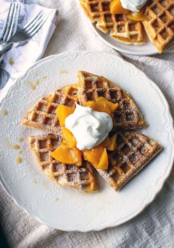 Fluffy Peach Waffles