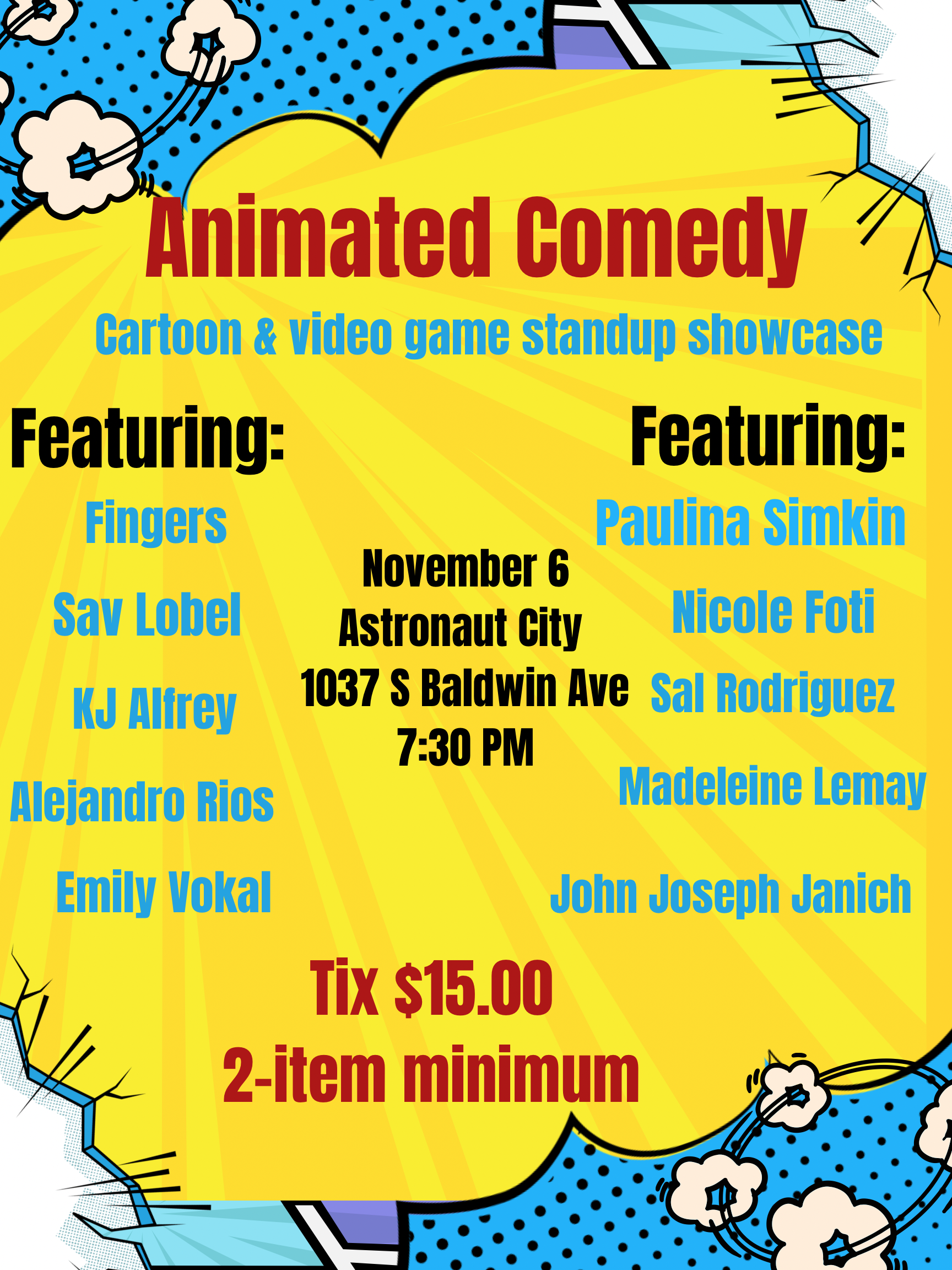 Animated Comedy Flyer October 2026