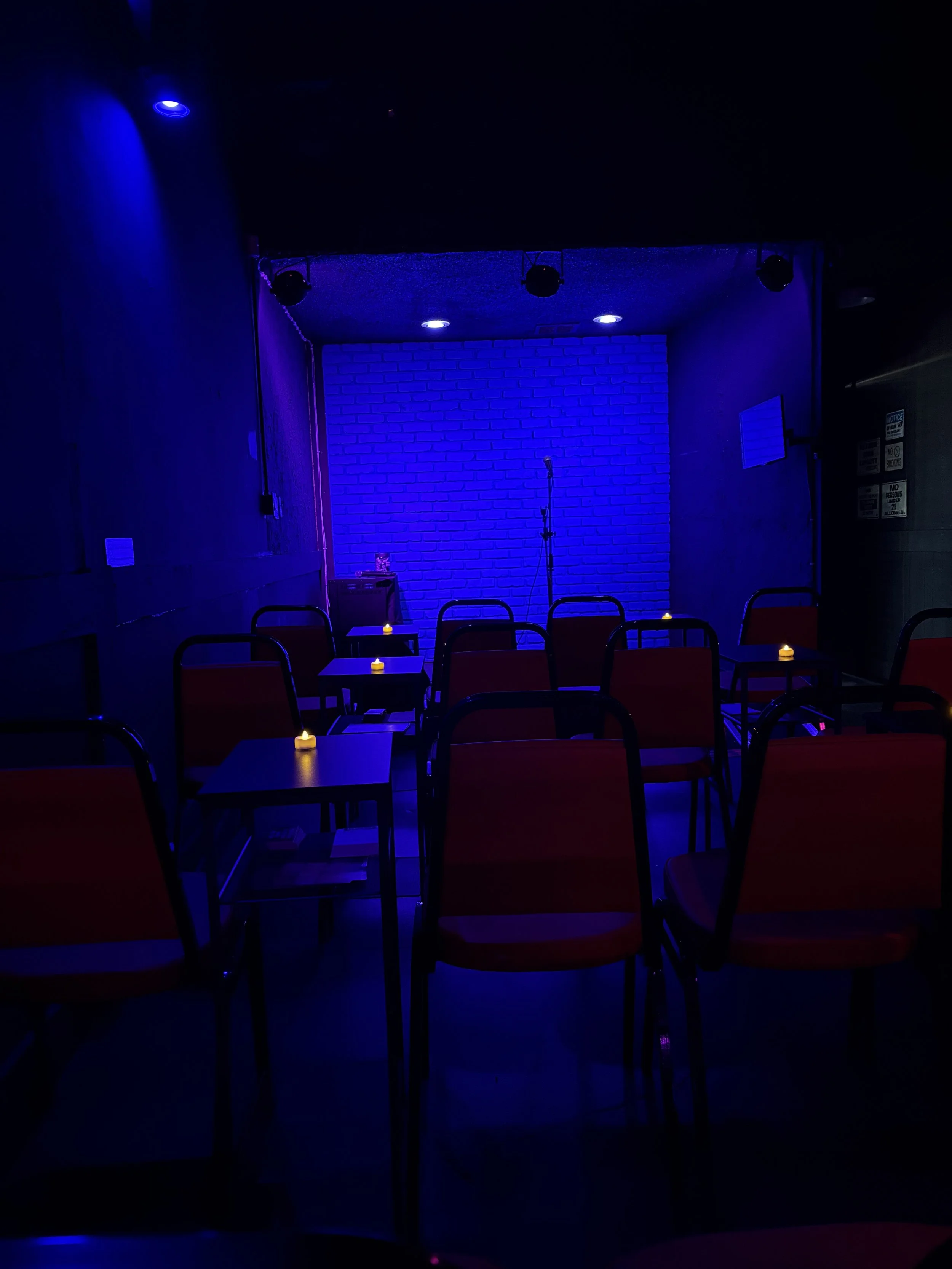 Intimate stage for karaoke, standup, live music, and more!