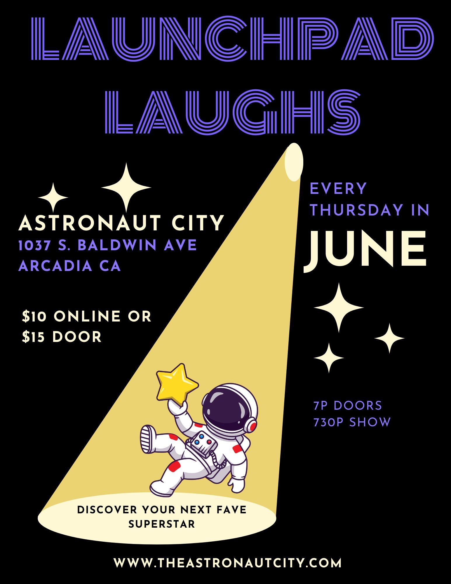 Launchpad Laughs flyer