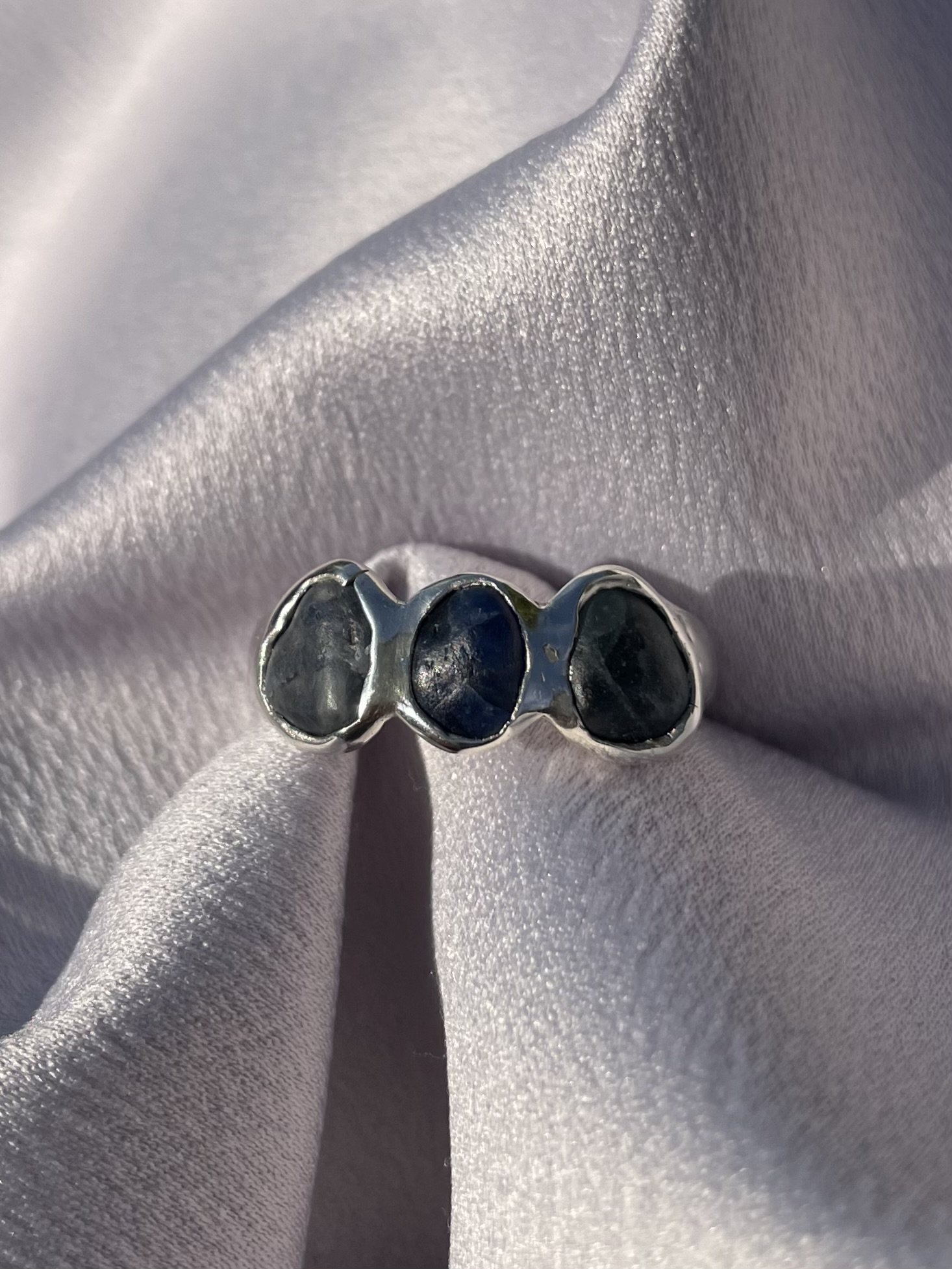 raw tasmanian sapphire & solid sterling silver