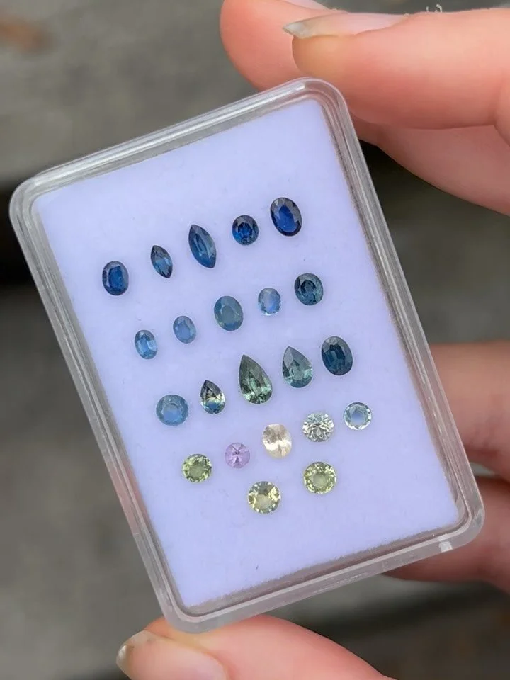Hand-dug tasmanian gemstones in all the colours of the rainbow 🌈 

All of these stones are untreated meaning their colour or clarity hasn&rsquo;t been enhanced at all! Nature never ceases to amaze me! 🌿

All sapphire except the last slide which is 
