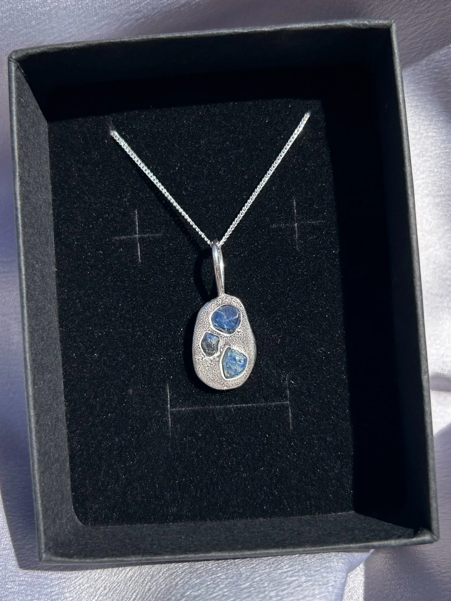 raw tasmanian sapphire & solid sterling silver