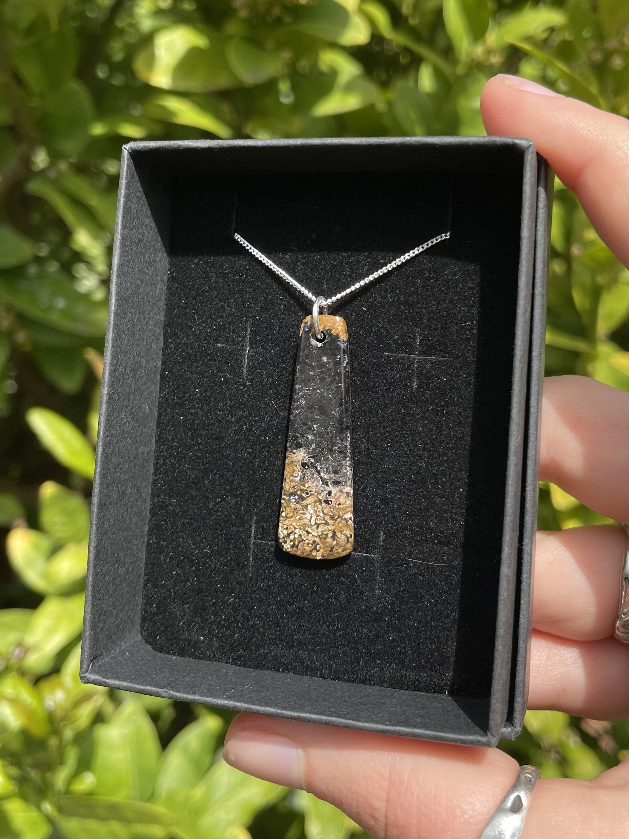 tasmanian petrifed fern & solid sterling silver