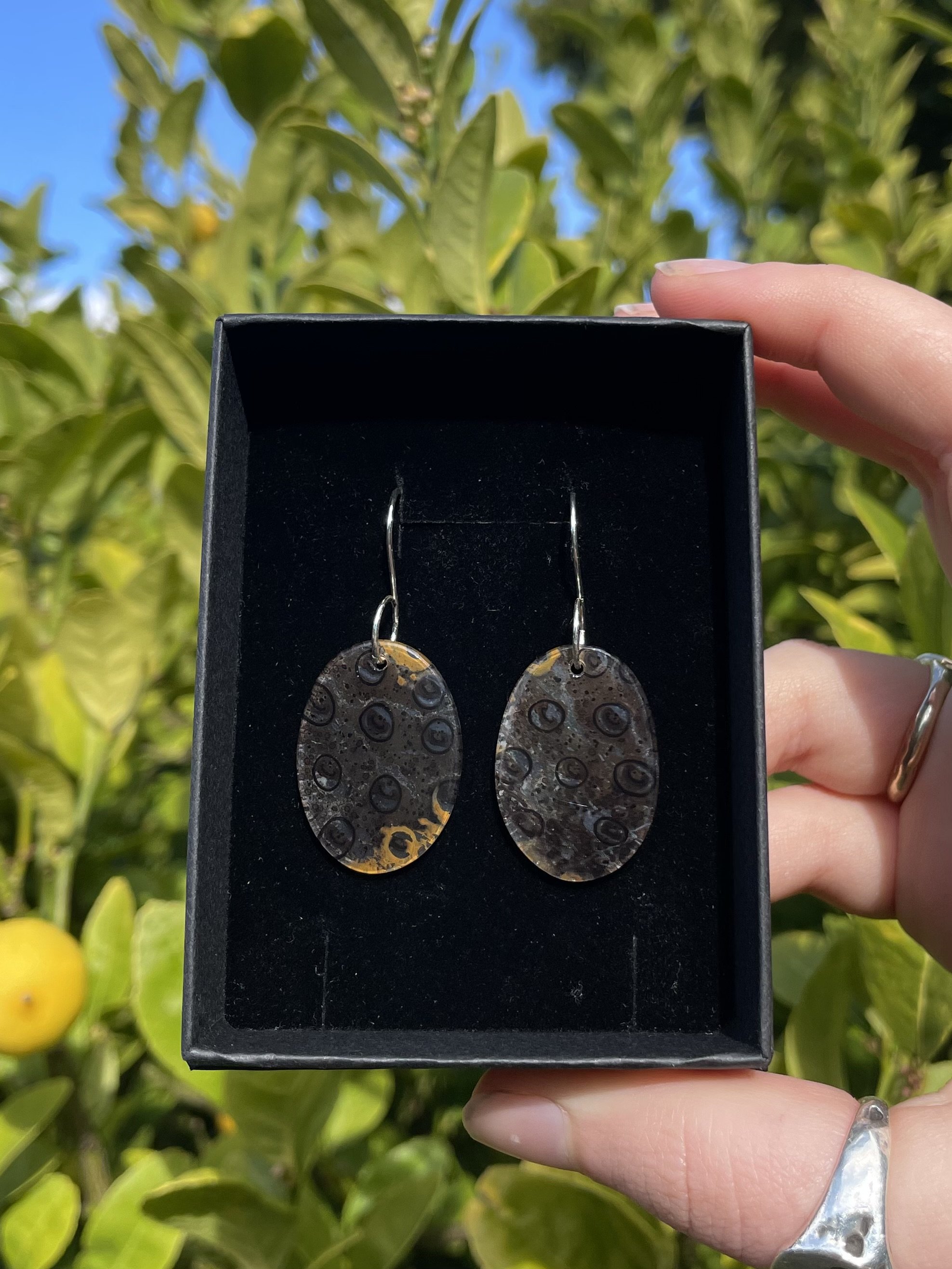tasmanian petrified fern & solid sterling silver